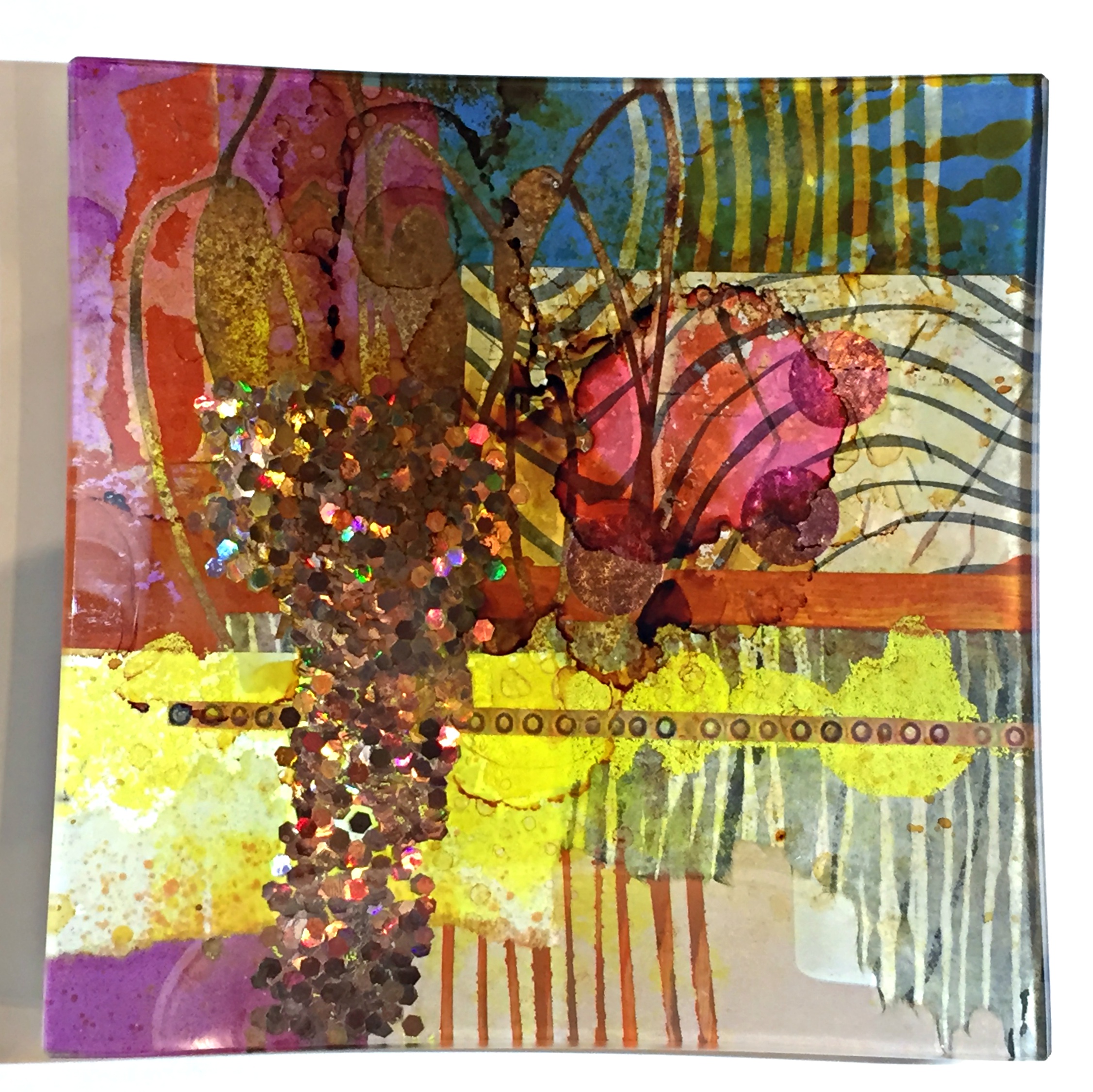 Flow, glass mini plate by Julie Bell | Effusion Art Gallery + Cast Glass Studio, Invermere BC