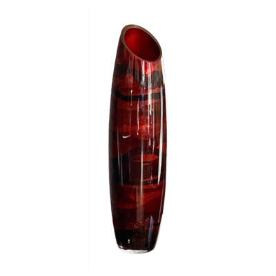 Hand-gilded tall bullet vase in red by David Graff | Effusion Art Gallery + Cast Glass Studio, Invermere BC