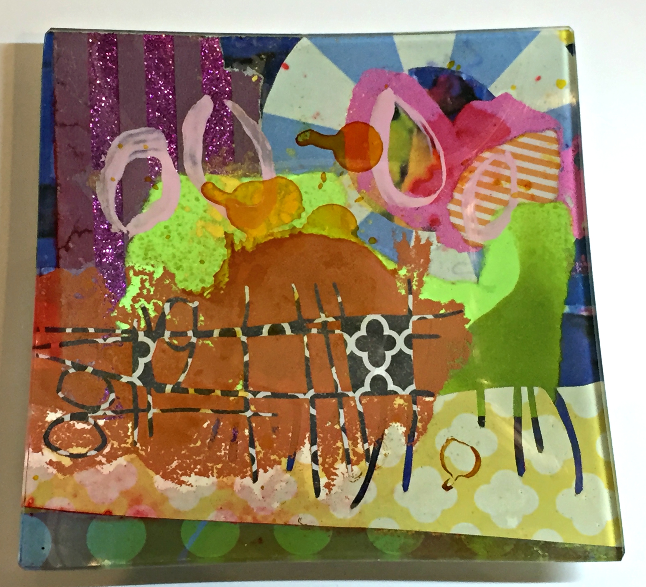 In the Garden, glass mini plate by Julie Bell | Effusion Art Gallery + Cast Glass Studio, Invermere BC