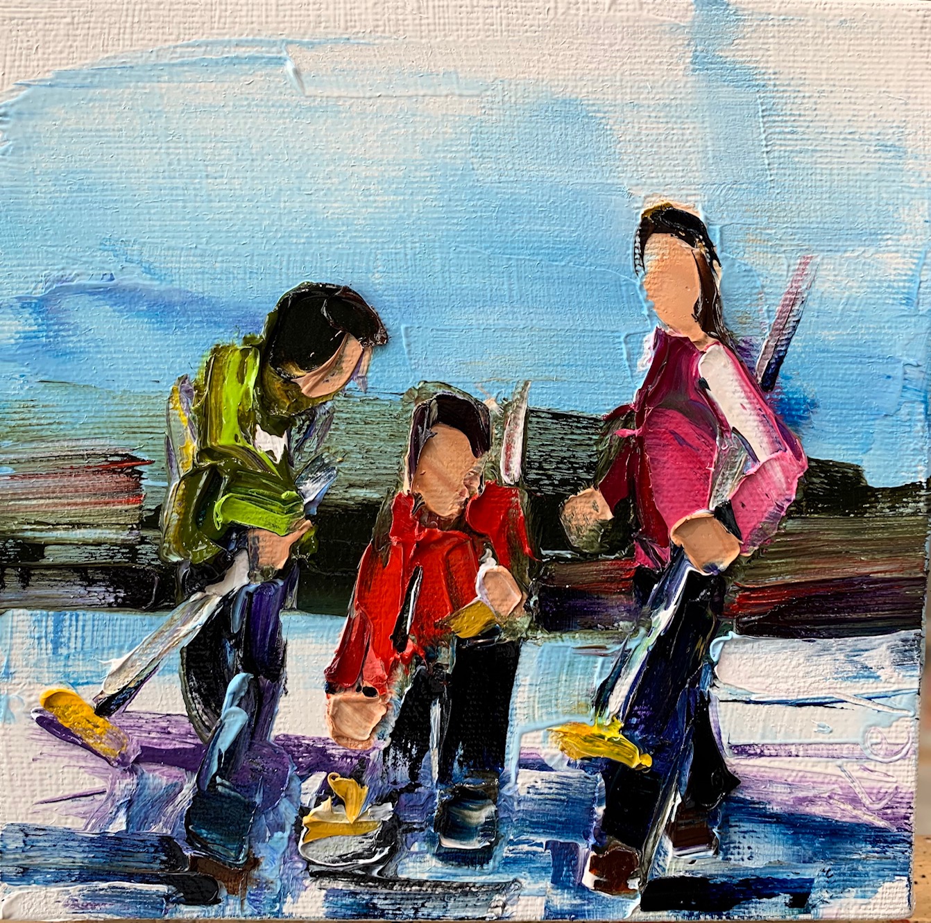 Winter Whites 6, oil curling painting by Kimberly Kiel | Effusion Art Gallery + Cast Glass Studio, Invermere BC
