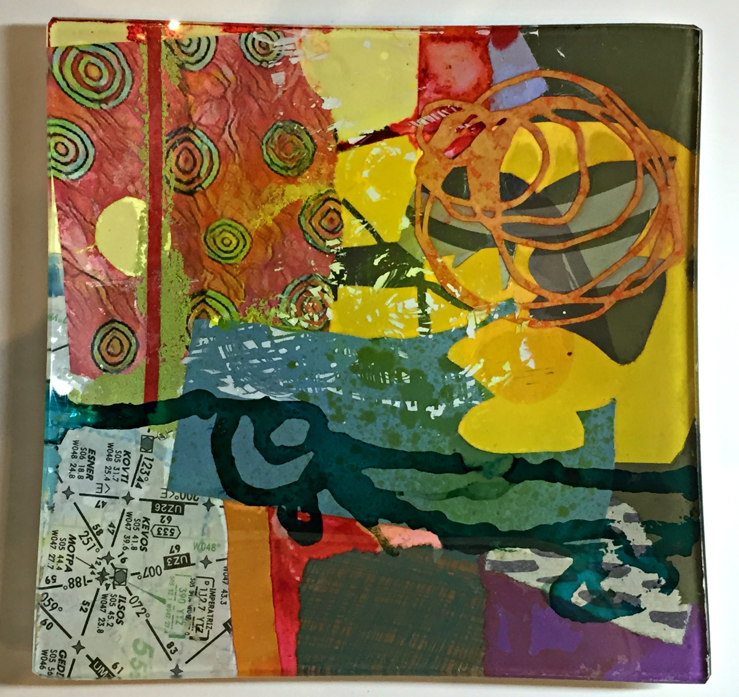 Lakeshore, glass mini plate by Julie Bell | Effusion Art Gallery + Cast Glass Studio, Invermere BC