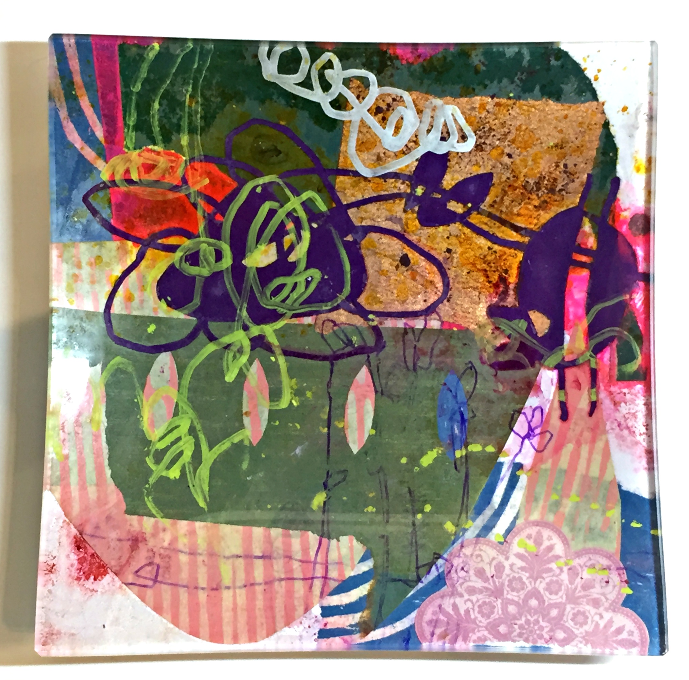 Puppet Show, glass side plate by Julie Bell | Effusion Art Gallery + Cast Glass Studio, Invermere BC