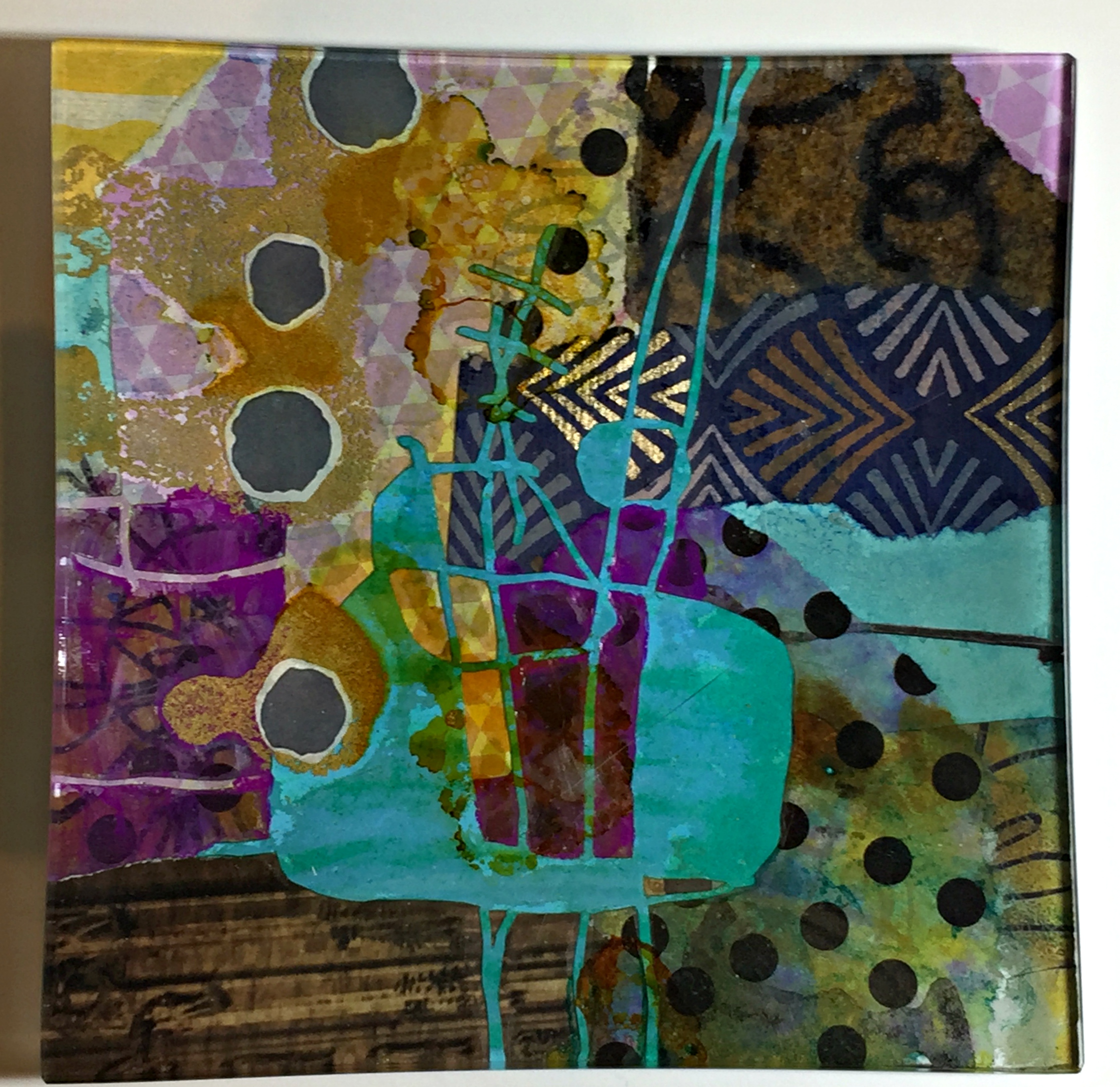 Seedling, glass side plate by Julie Bell | Effusion Art Gallery + Cast Glass Studio, Invermere BC