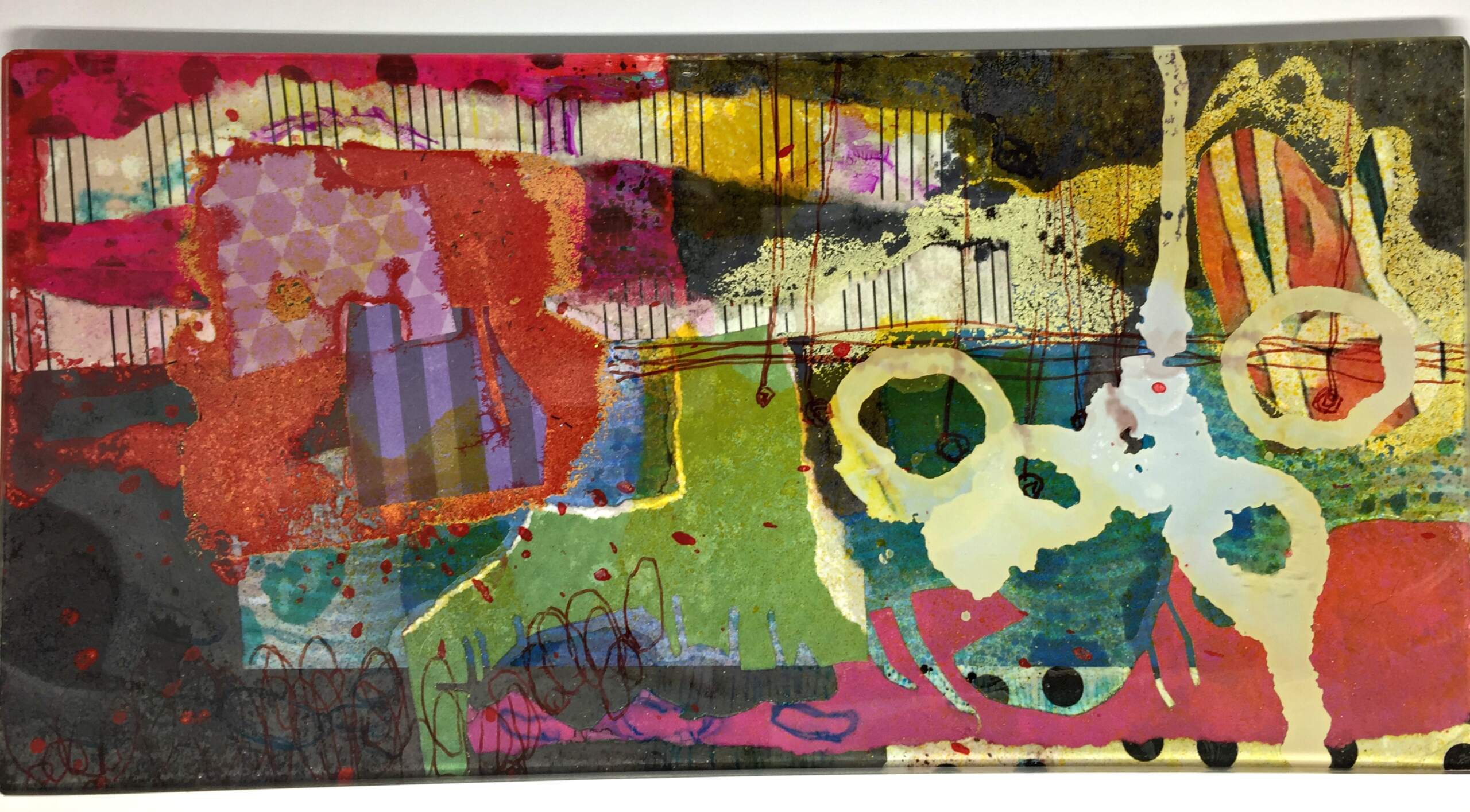 The Trick Is..., glass mini platter by Julie Bell | Effusion Art Gallery + Cast Glass Studio, Invermere BC