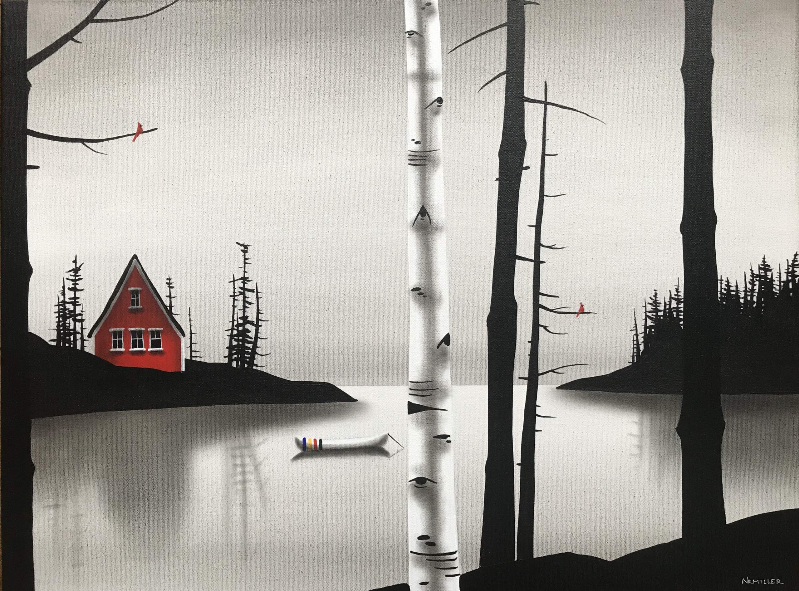 True Love of Mine, mixed media landscape painting by Natasha Miller | Effusion Art Gallery + Cast Glass Studio, Invermere BC