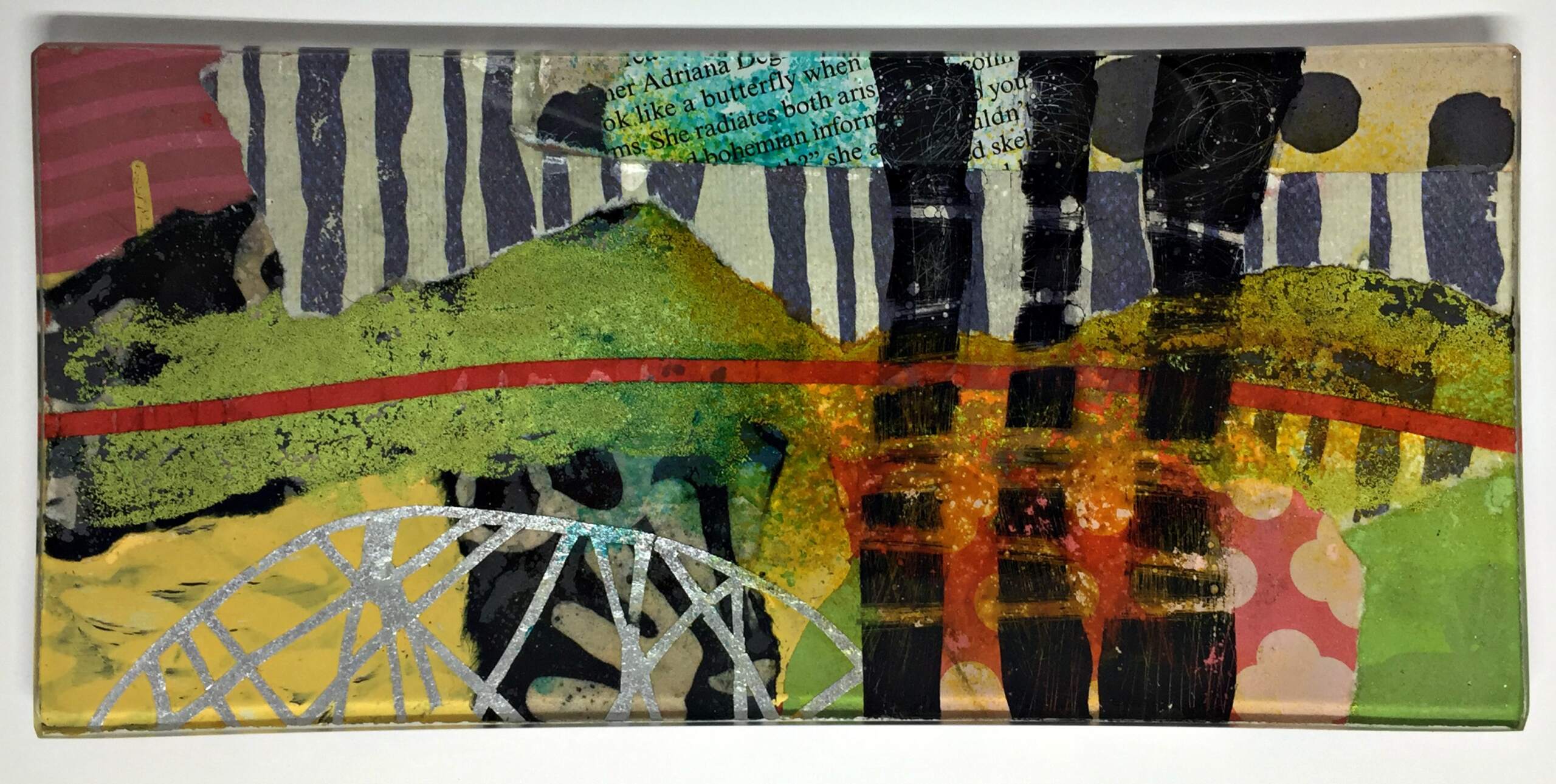 View from the Bridge, glass mini platter by Julie Bell | Effusion Art Gallery + Cast Glass Studio, Invermere BC