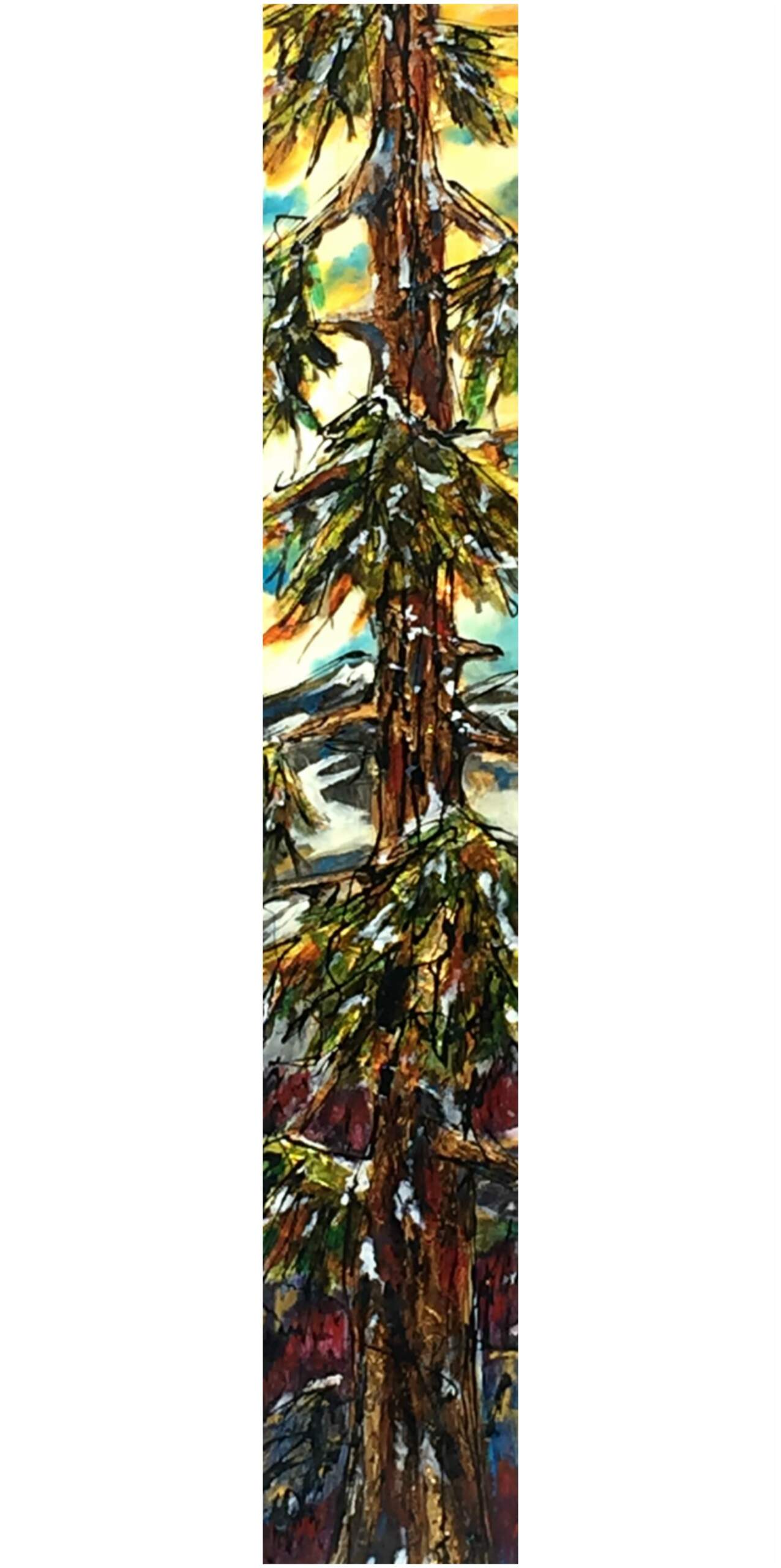 We Didn't Talk, mixed media tree painting by David Zimmerman | Effusion Art Gallery + Cast Glass Studio, Invermere BC