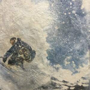 Back Country, encaustic ski painting by Lee Anne LaForge | Effusion Art Gallery + Cast Glass Studio, Invermere BC