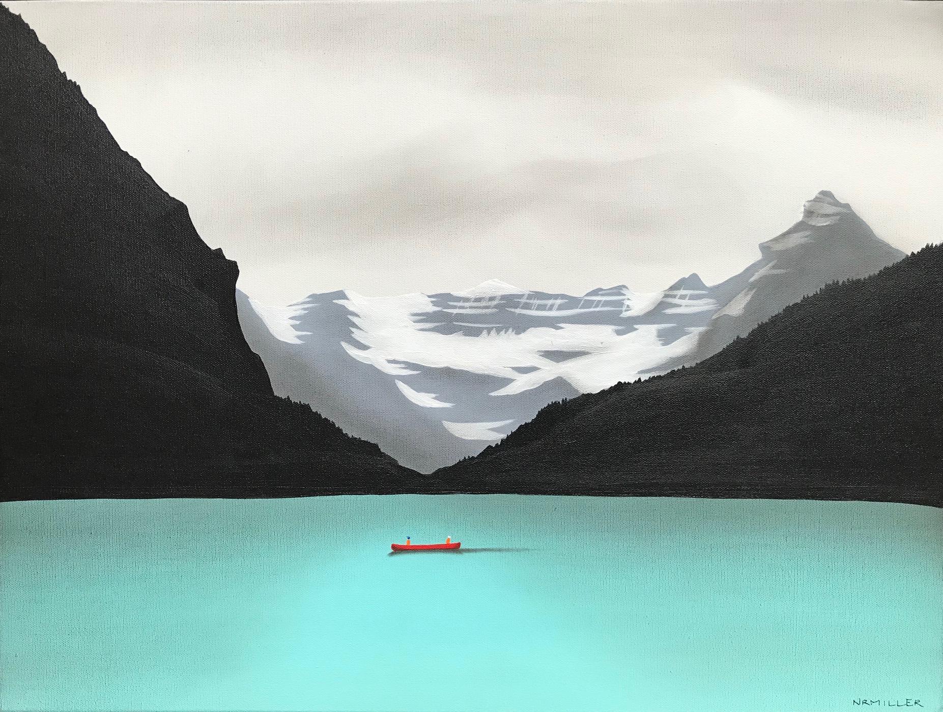 Lasting Impressions, mixed media Lake Louise painting by Natasha Miller | Effusion Art Gallery + Cast Glass Studio, Invermere BC