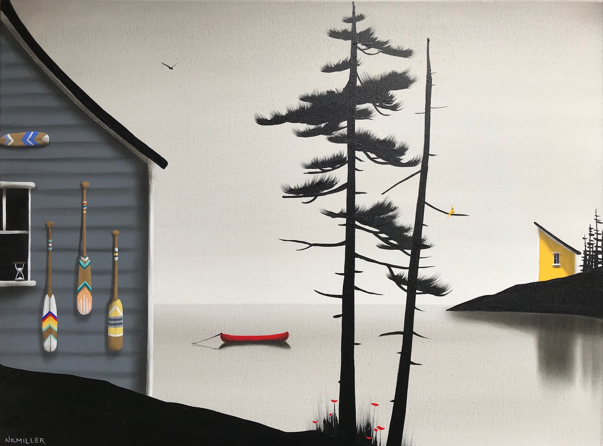 Precious Time, mixed media coastal landscape painting by Natasha Miller | Effusion Art Gallery + Cast Glass Studio, Invermere BC