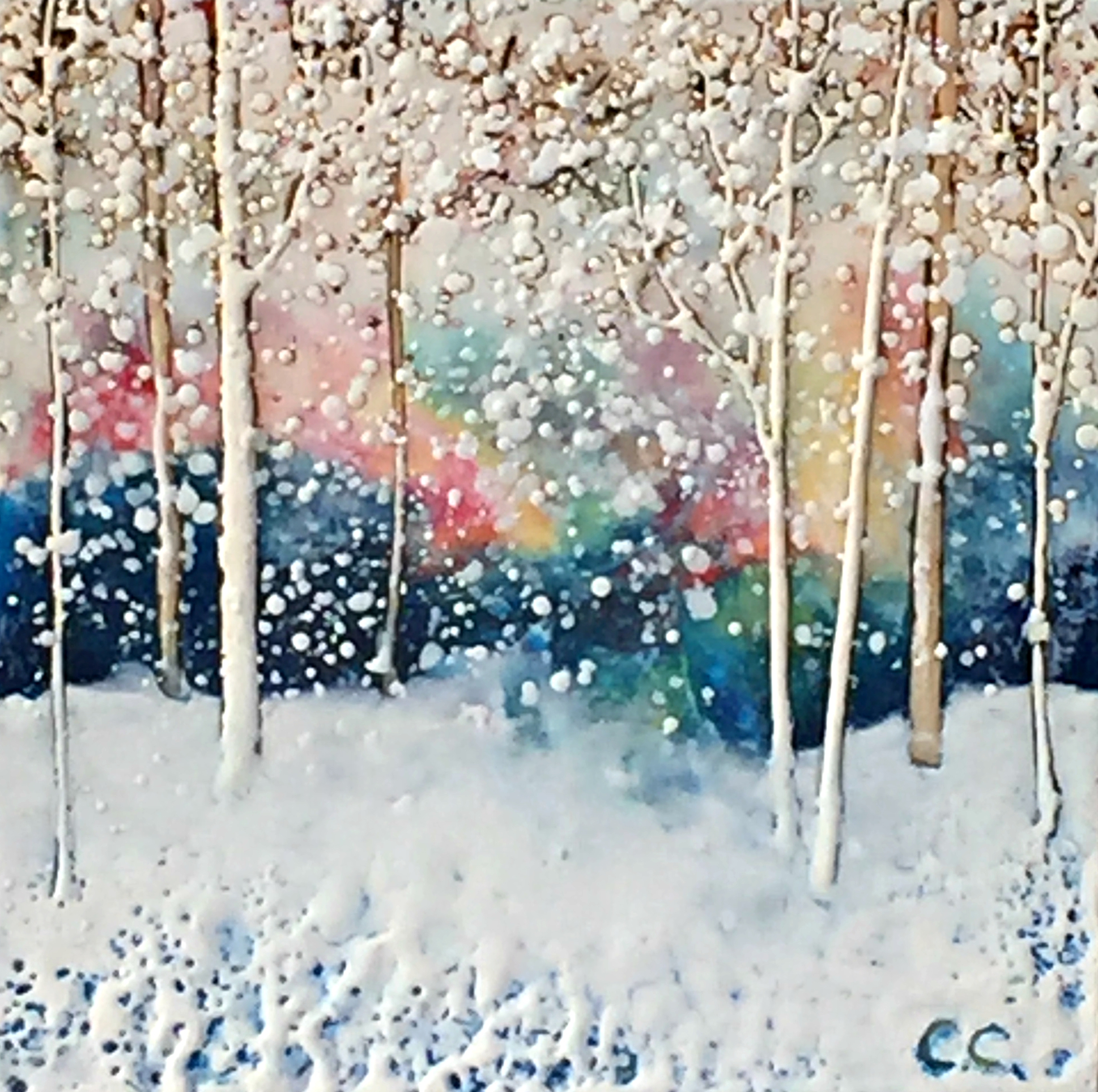 I'm With You 2, encaustic tree painting by Catharine Clarke | Effusion Art Gallery + Cast Glass Studio, Invermere BC