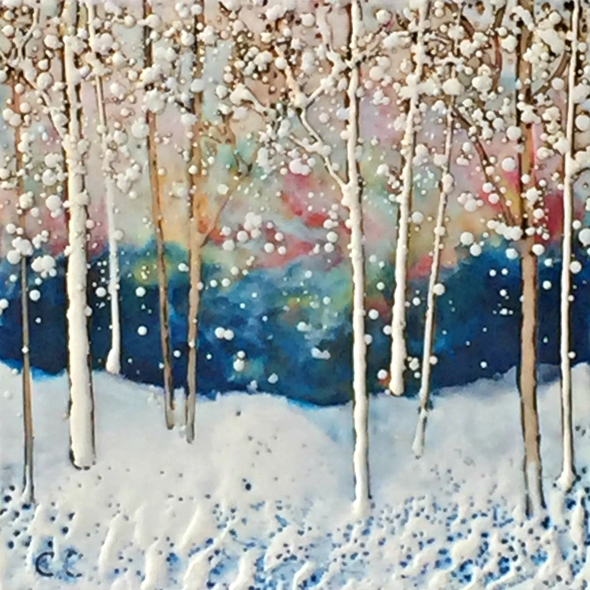 I'm With You, encaustic tree painting by Catharine Clarke | Effusion Art Gallery + Cast Glass Studio, Invermere BC