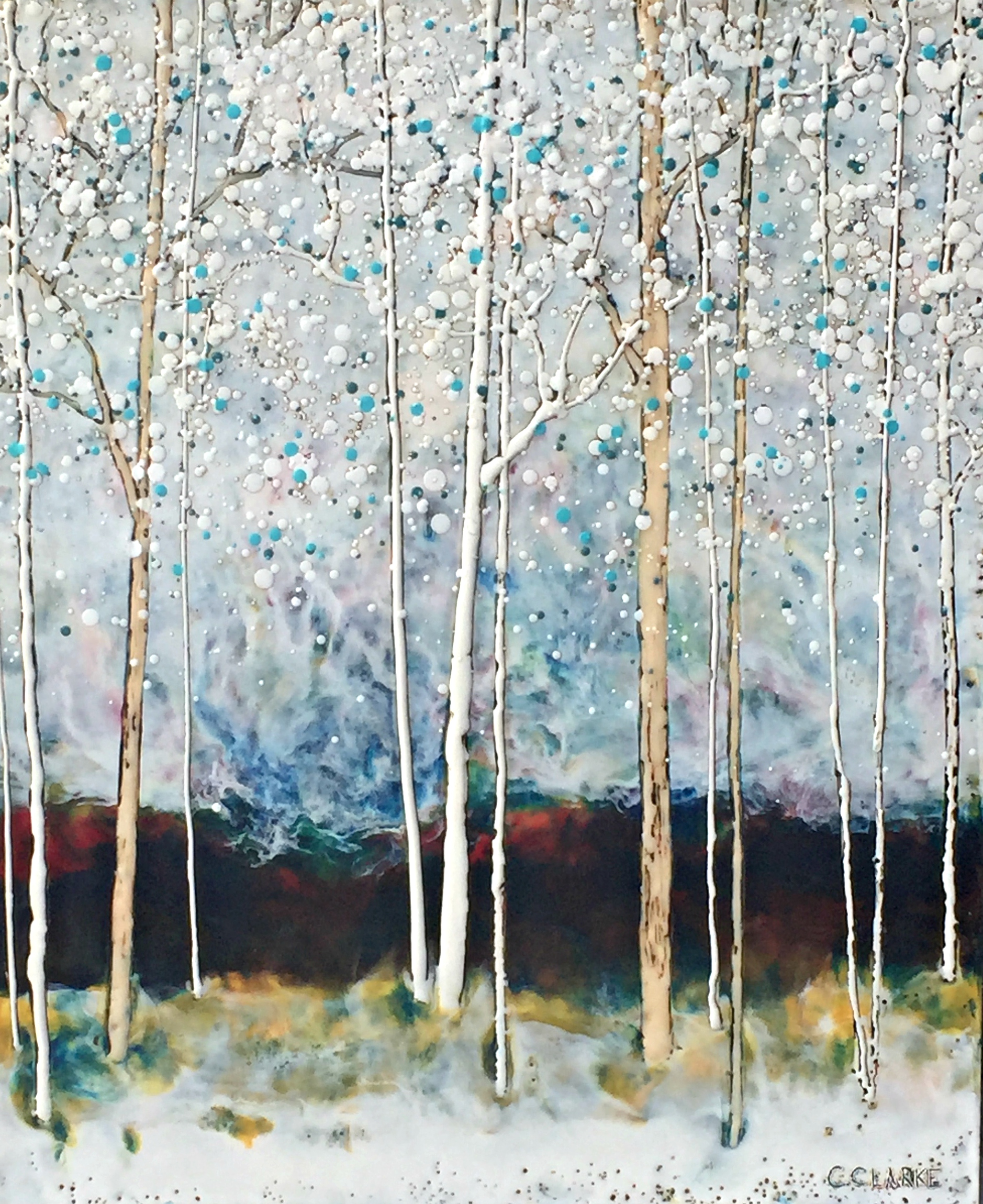 In My Sights, encaustic tree painting by Catharine Clarke | Effusion Art Gallery + Cast Glass Studio, Invermere BC