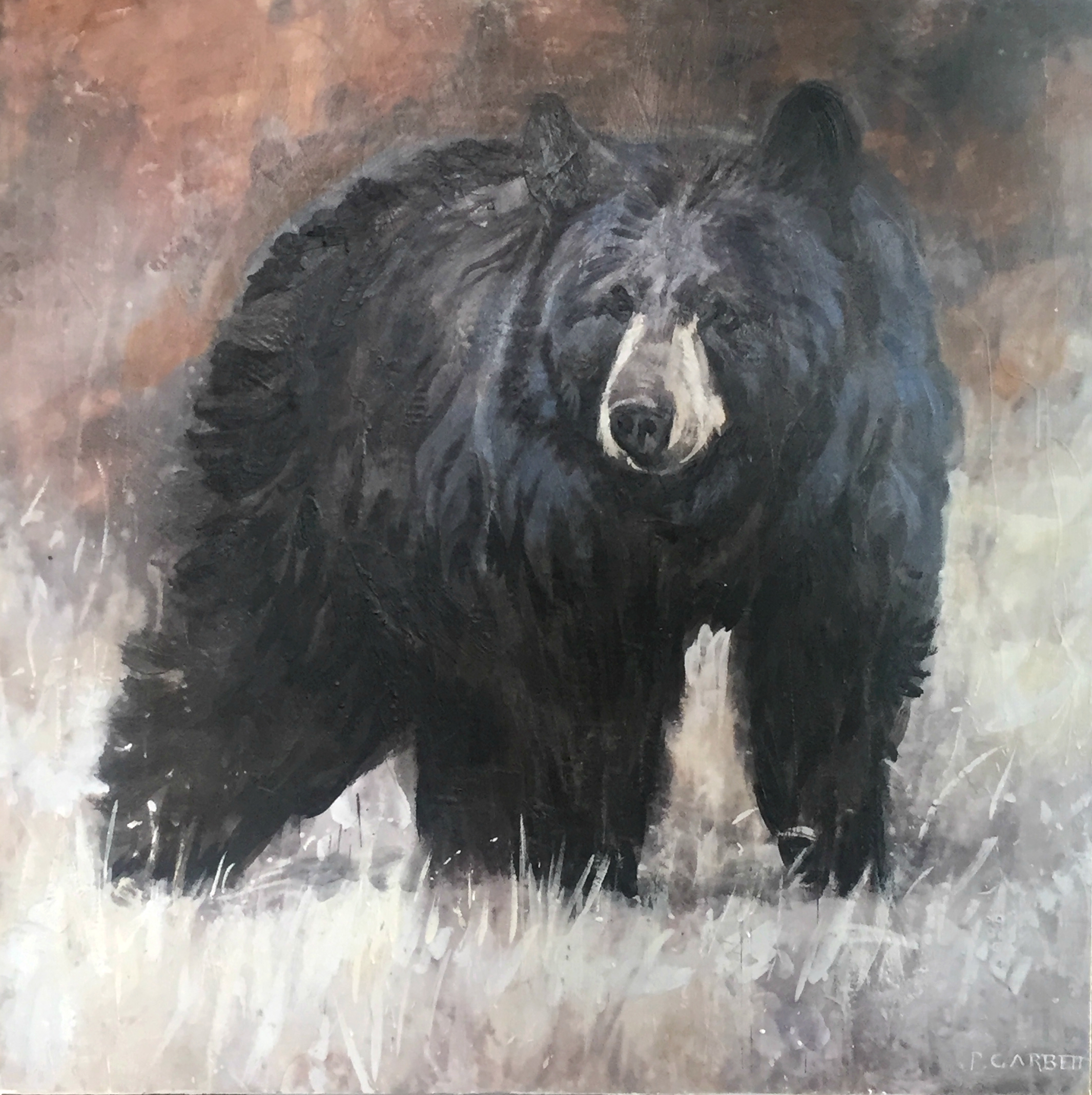 Black Bear, limited edition encaustic print by Paul Garbett | Effusion Art Gallery + Cast Glass Studio, Invermere BC