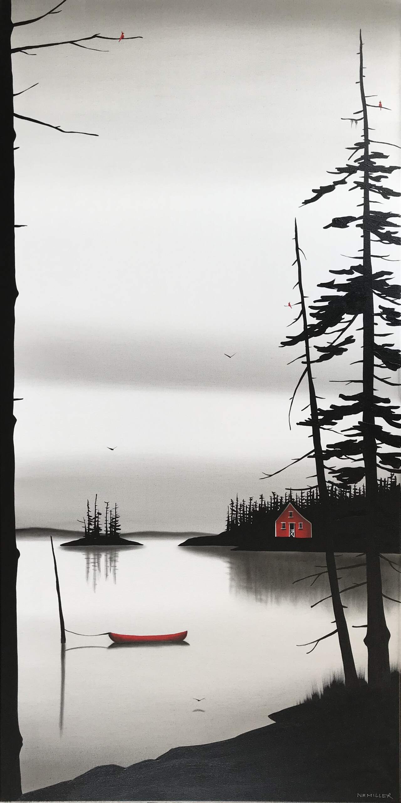 Slowly Passing Time, mixed media landscape painting by Natasha Miller | Effusion Art Gallery + Cast Glass Studio, Invermere BC