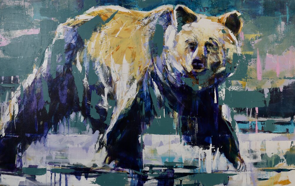 Grizzly Bear, original bear painting by Verne Busby | Effusion Art Gallery + Cast Glass Studio, Invermere BC