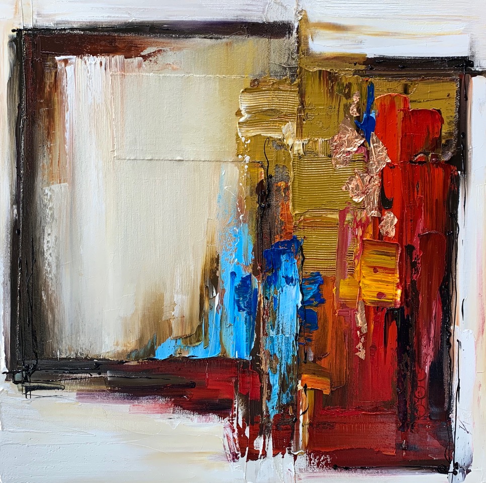 Let Me Think About It 1, abstract oil painting by Kimberly Kiel | Effusion Art Gallery + Cast Glass Studio, Invermere BC