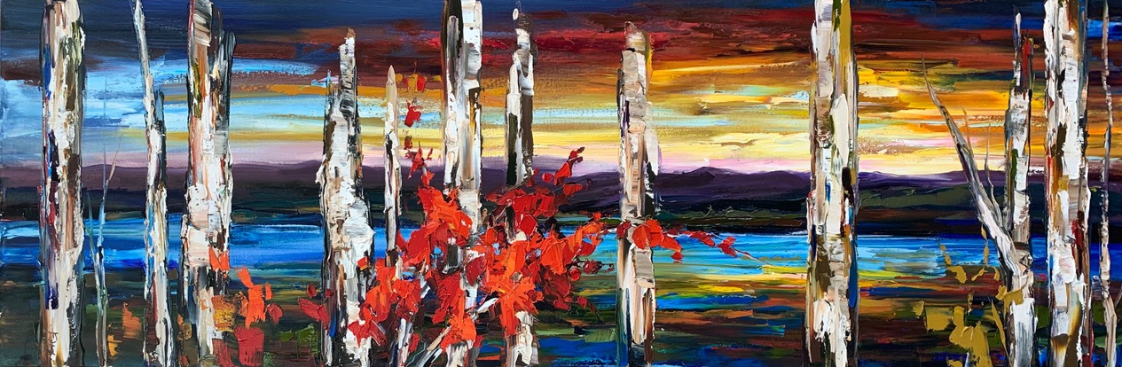 Light of a Clear Blue Morning, oil landscape painting by Kimberly Kiel | Effusion Art Gallery + Cast Glass Studio, Invermere BC