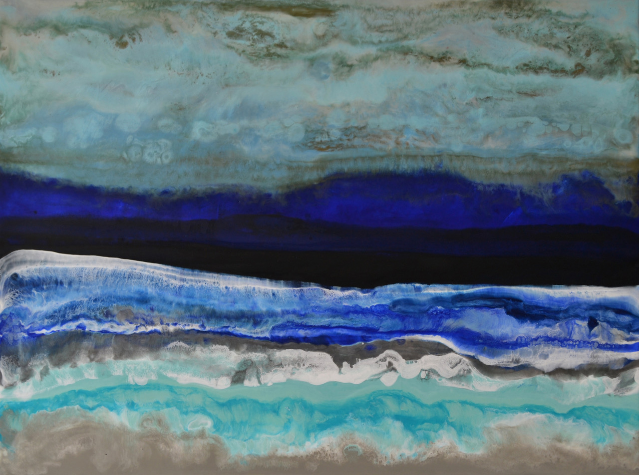 Acadia National Park, abstract encaustic painting by Marie Danielle Leblanc | Effusion Art Gallery +  Cast Glass Studio, Invermere BC