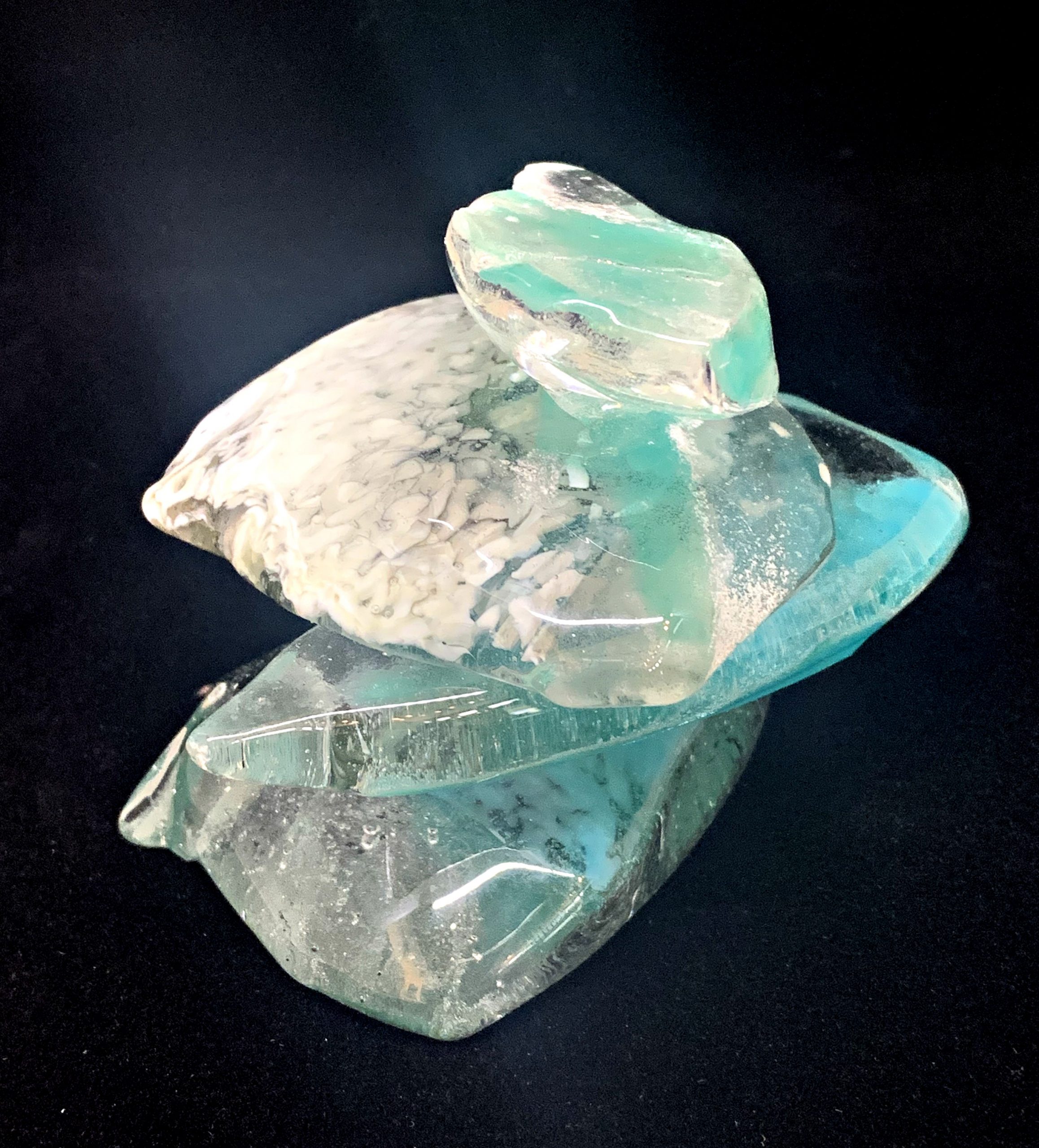 Cast Glass Rocky Mountain Cairn 15 sculpture by Heather Cuell | Effusion Art Gallery + Cast Glass Studio, Invermere BC