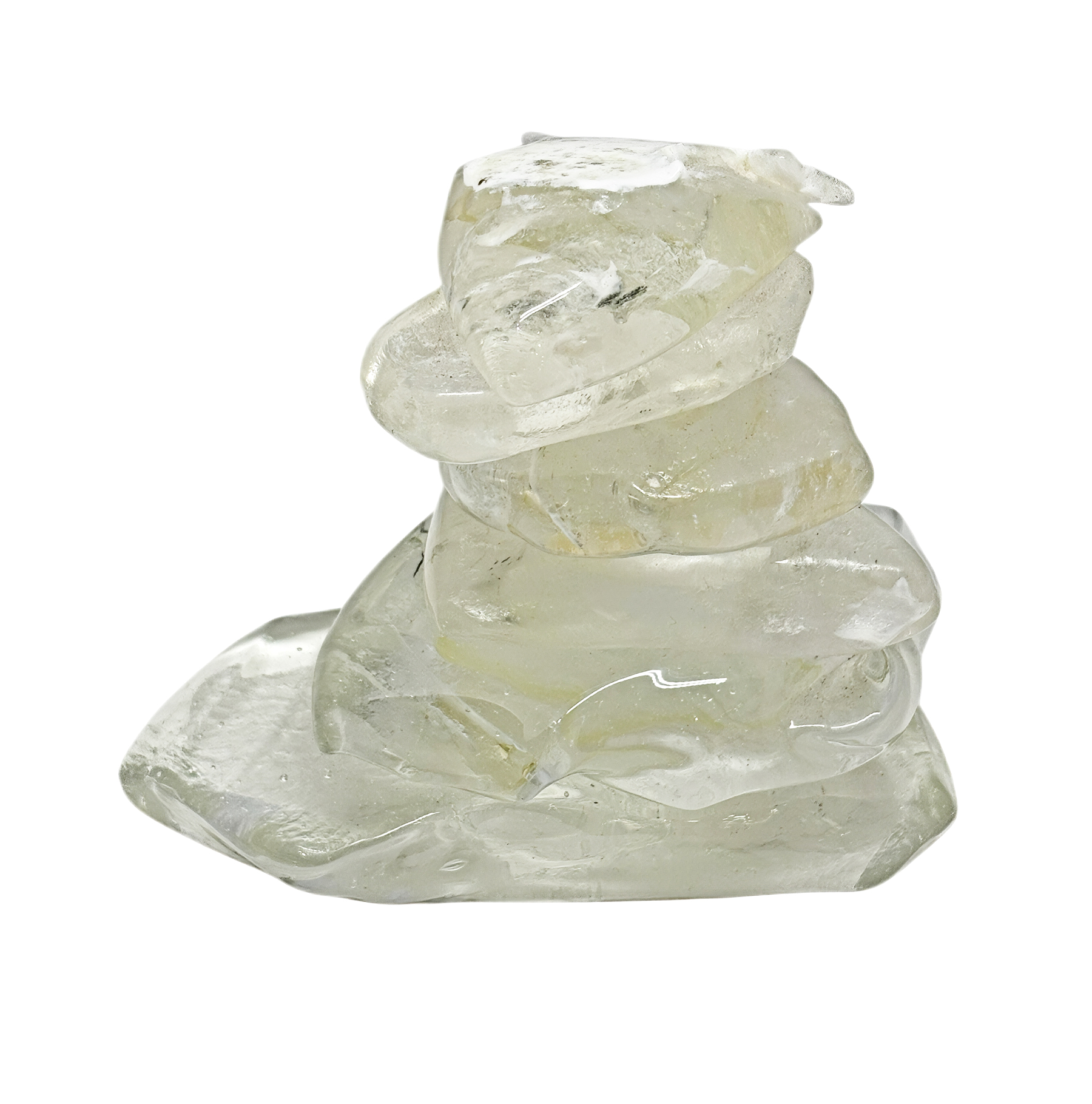 One of a Kind cast glass Rocky Mountain cairn sculpture by Canadian artist Heather Cuell at Effusion Art Gallery in Invermere, BC.