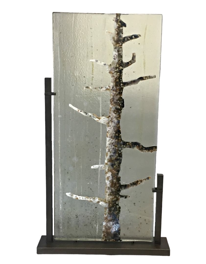 Morning Light, cast glass tree panel by Heather Cuell | Effusion Art Gallery + Cast Glass Studio, Invermere BC