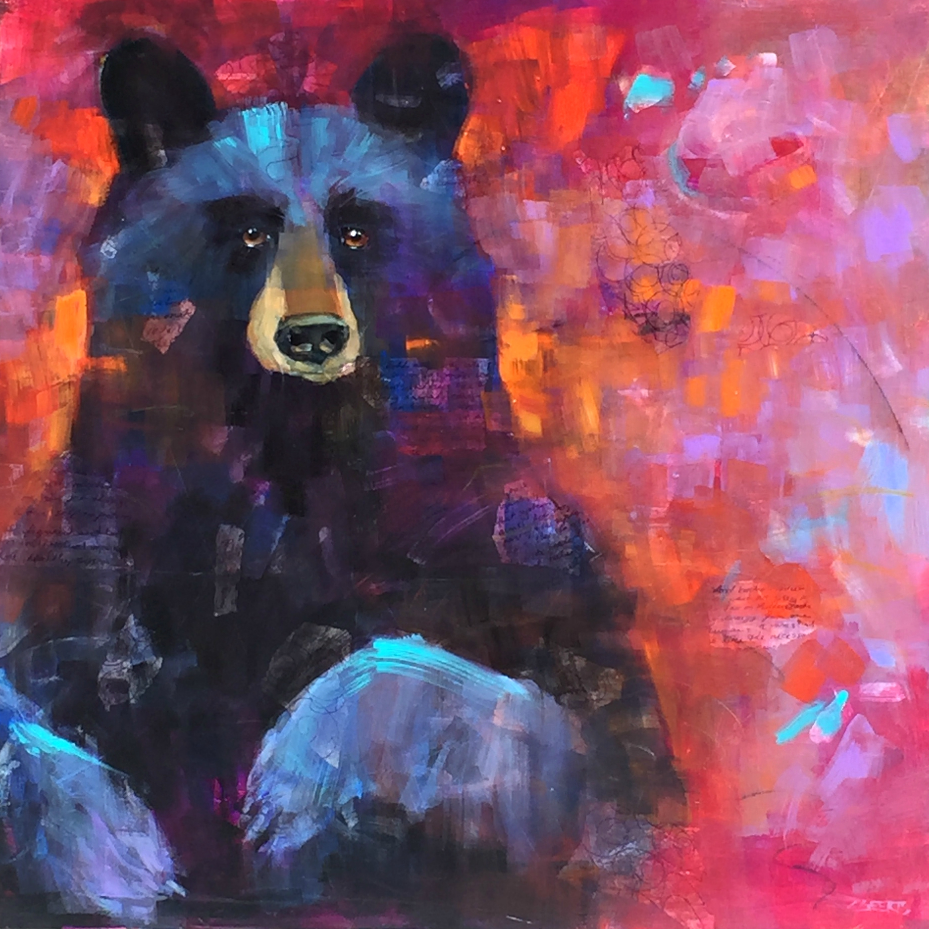 Calm and Intensity, acrylic bear painting by Connie Geerts | Effusion Art Gallery + Cast Glass Studio, Invermere BC