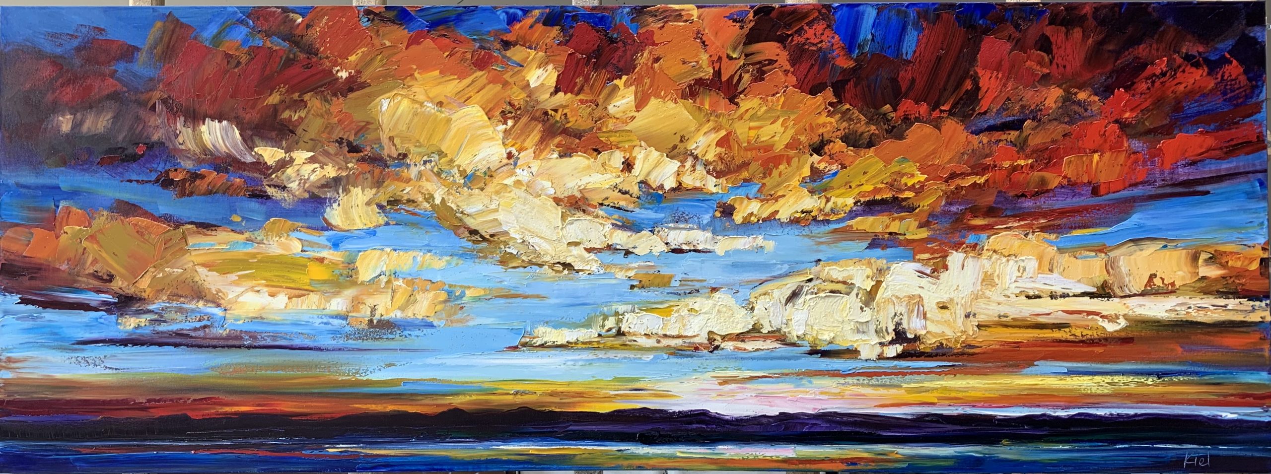 A Life Uncategorized Between the Moments, oil sunset painting by Kimberly Kiel | Effusion Art Gallery + Cast Glass Studio, Invermere BC