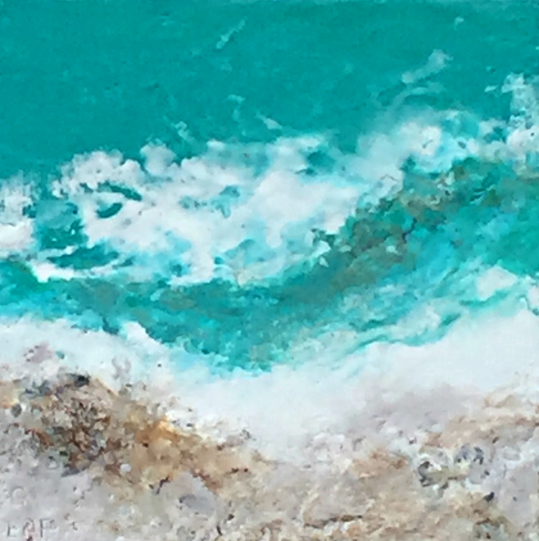 Warm Sea Breeze 1, encaustic ocean painting by Lee Anne LaForge | Effusion Art Gallery + Cast Glass Studio, Invermere BC