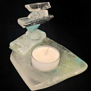 Cast Glass Rocky Mountain Cairn 36 tea light holder by Heather Cuell | Effusion Art Gallery + Cast Glass Studio, Invermere BC