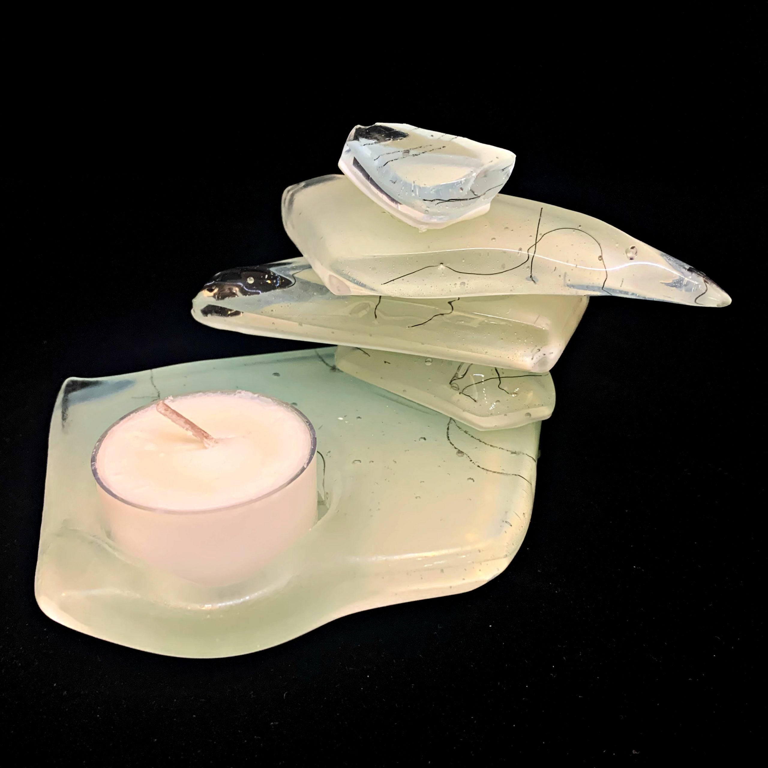 Rocky Mountain Cairn 26, cast glass sculpture by Heather Cuell | Effusion Art Gallery + Cast Glass Studio, Invermere BC