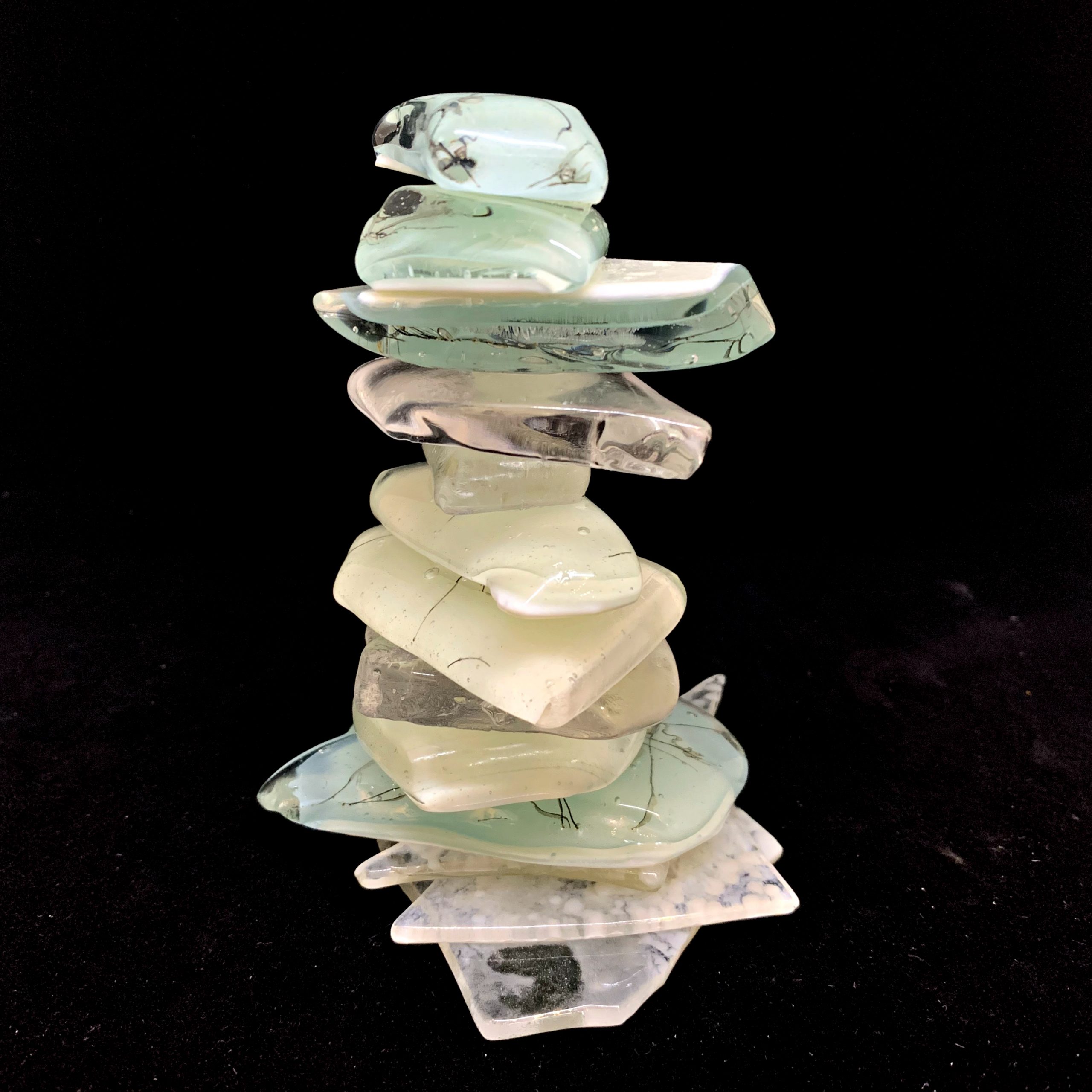 Rocky Mountain Cairn 27, cast glass sculpture by Heather Cuell | Effusion Art Gallery + Cast Glass Studio, Invermere BC