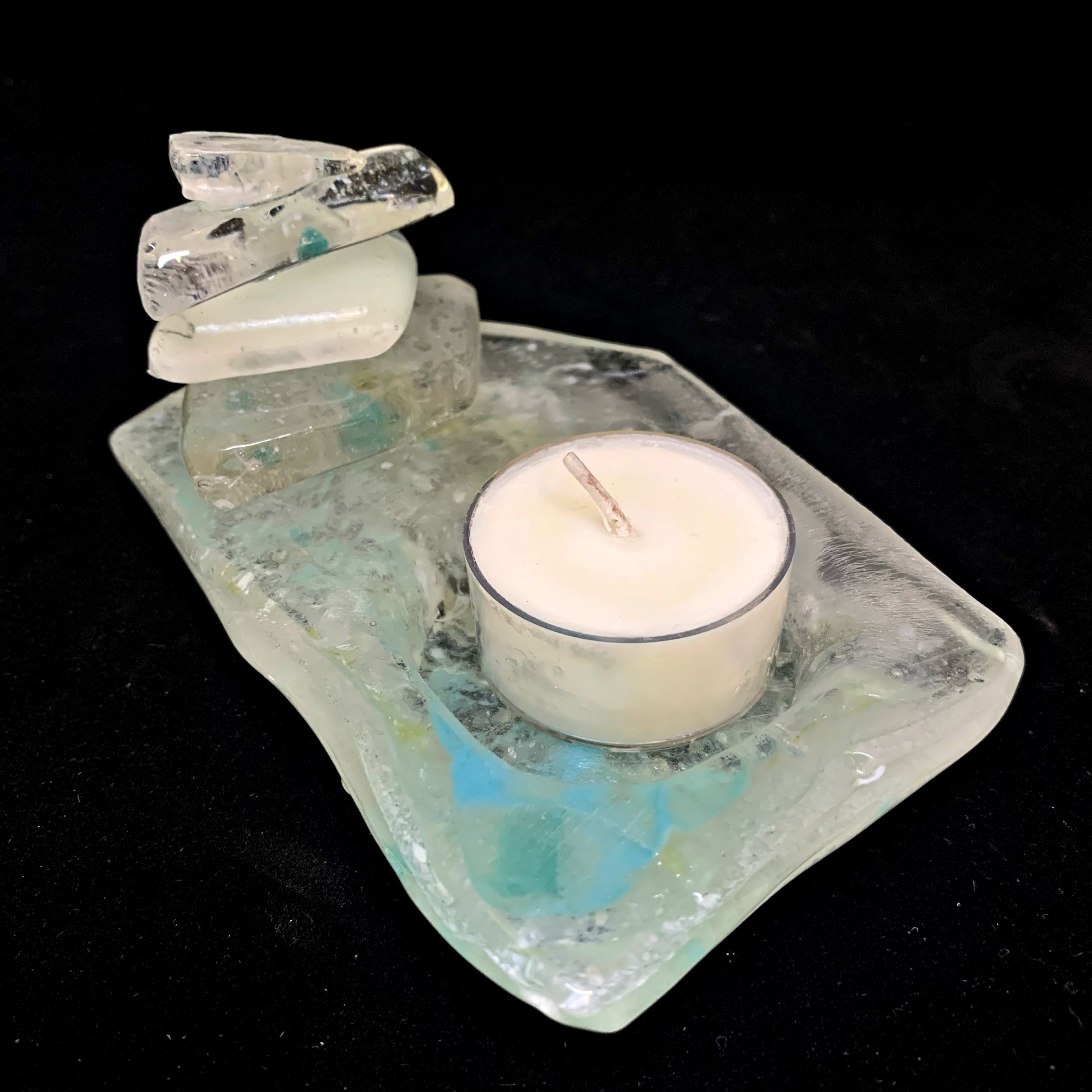 Rocky Mountain Cairn 30, cast glass sculpture by Heather Cuell | Effusion Art Gallery + Cast Glass Studio, Invermere BC