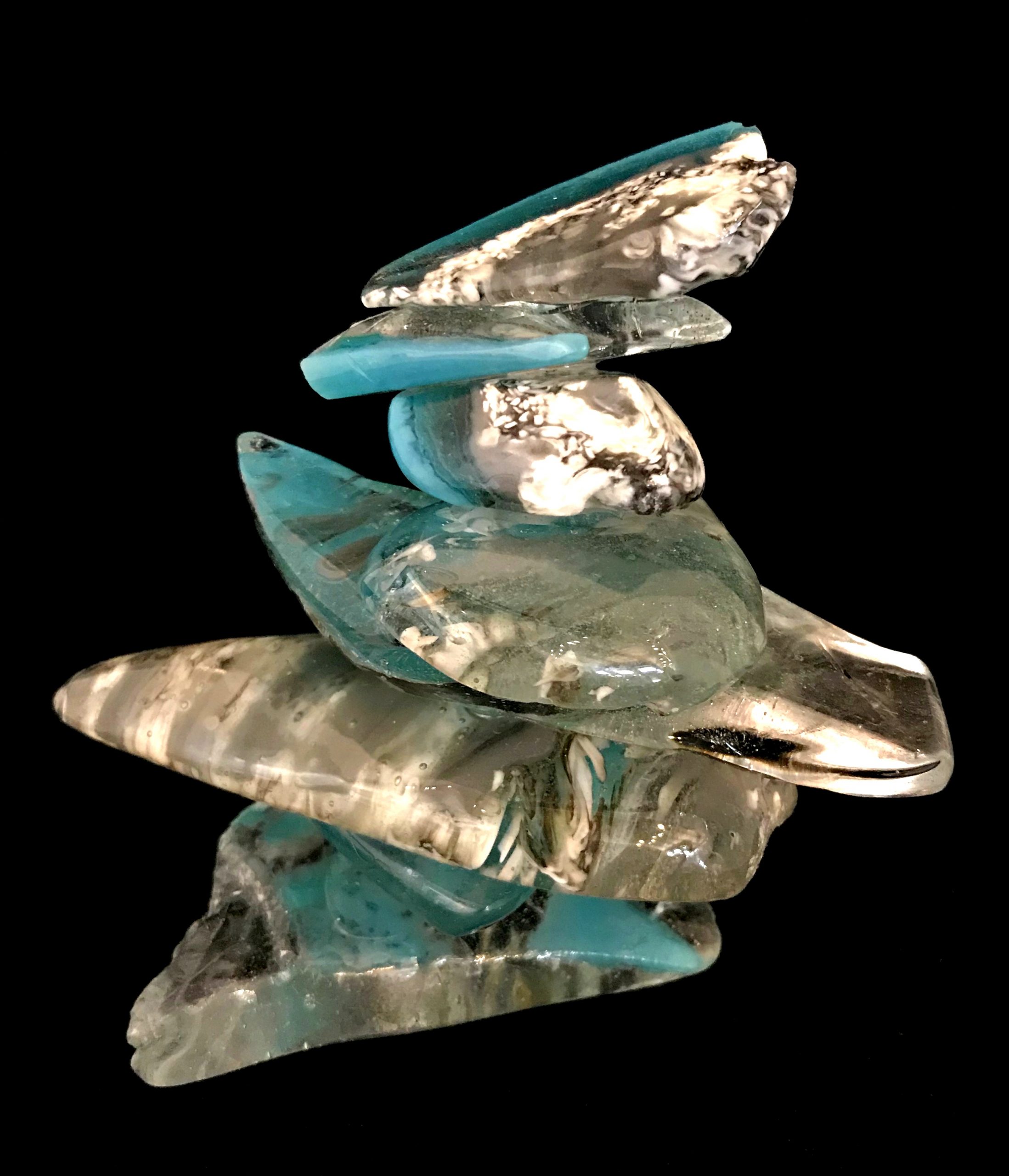 Cast Glass Rocky Mountain Cairn 18 sculpture by Heather Cuell | Effusion Art Gallery + Cast Glass Studio, Invermere BC