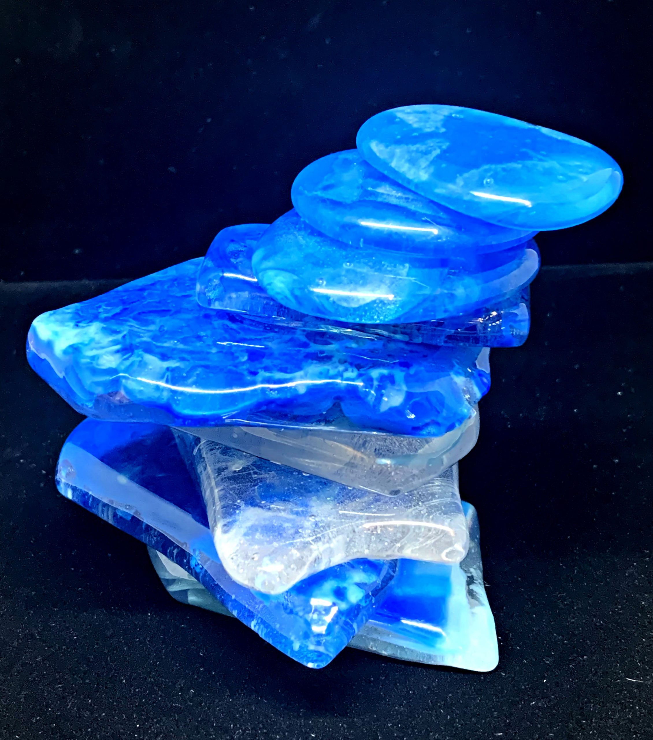 Cast Glass Rocky Mountain Cairn 22 sculpture by Heather Cuell | Effusion Art Gallery + Cast Glass Studio, Invermere BC