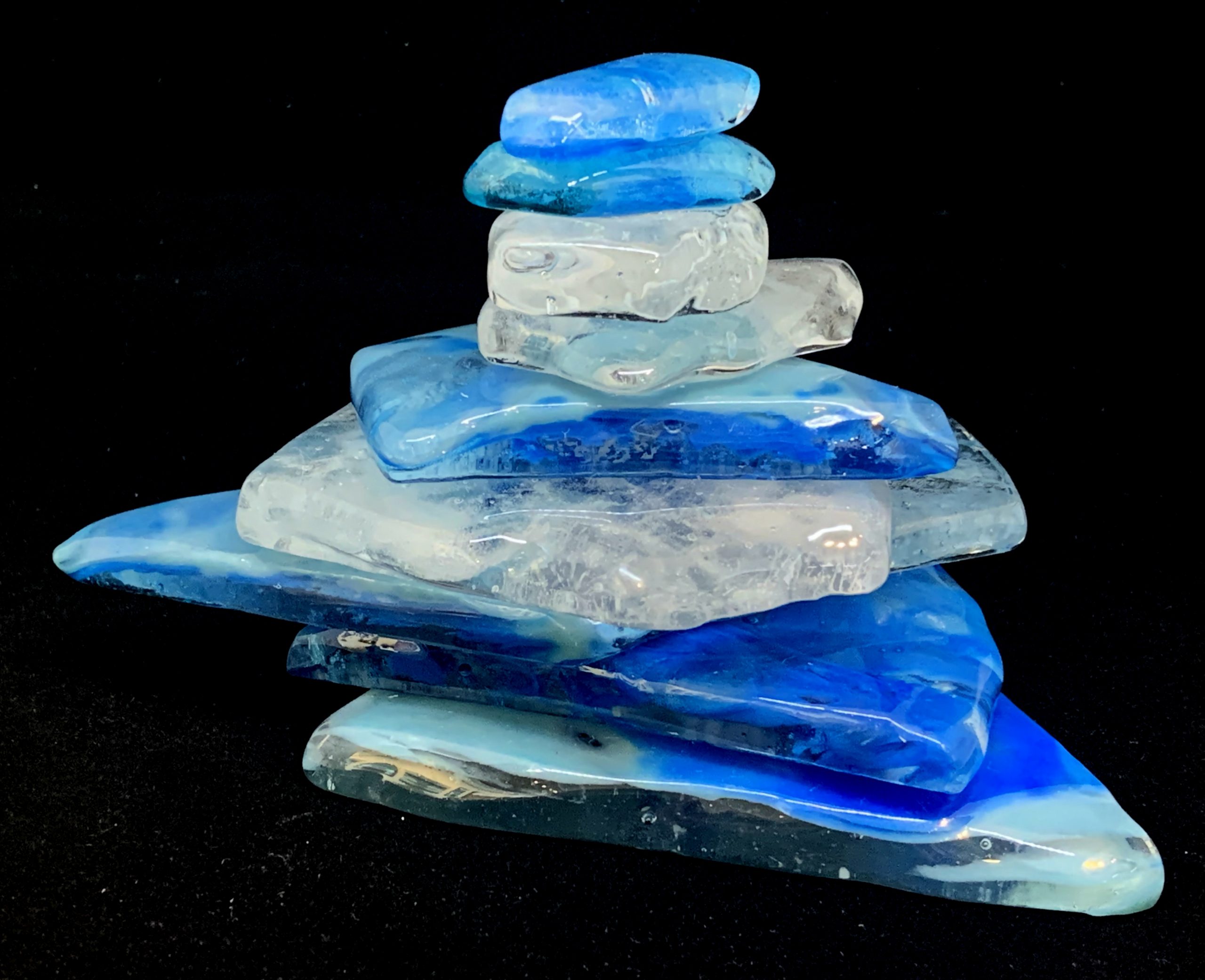 Cast Glass Rocky Mountain Cairn 23 sculpture by Heather Cuell | Effusion Art Gallery + Cast Glass Studio, Invermere BC