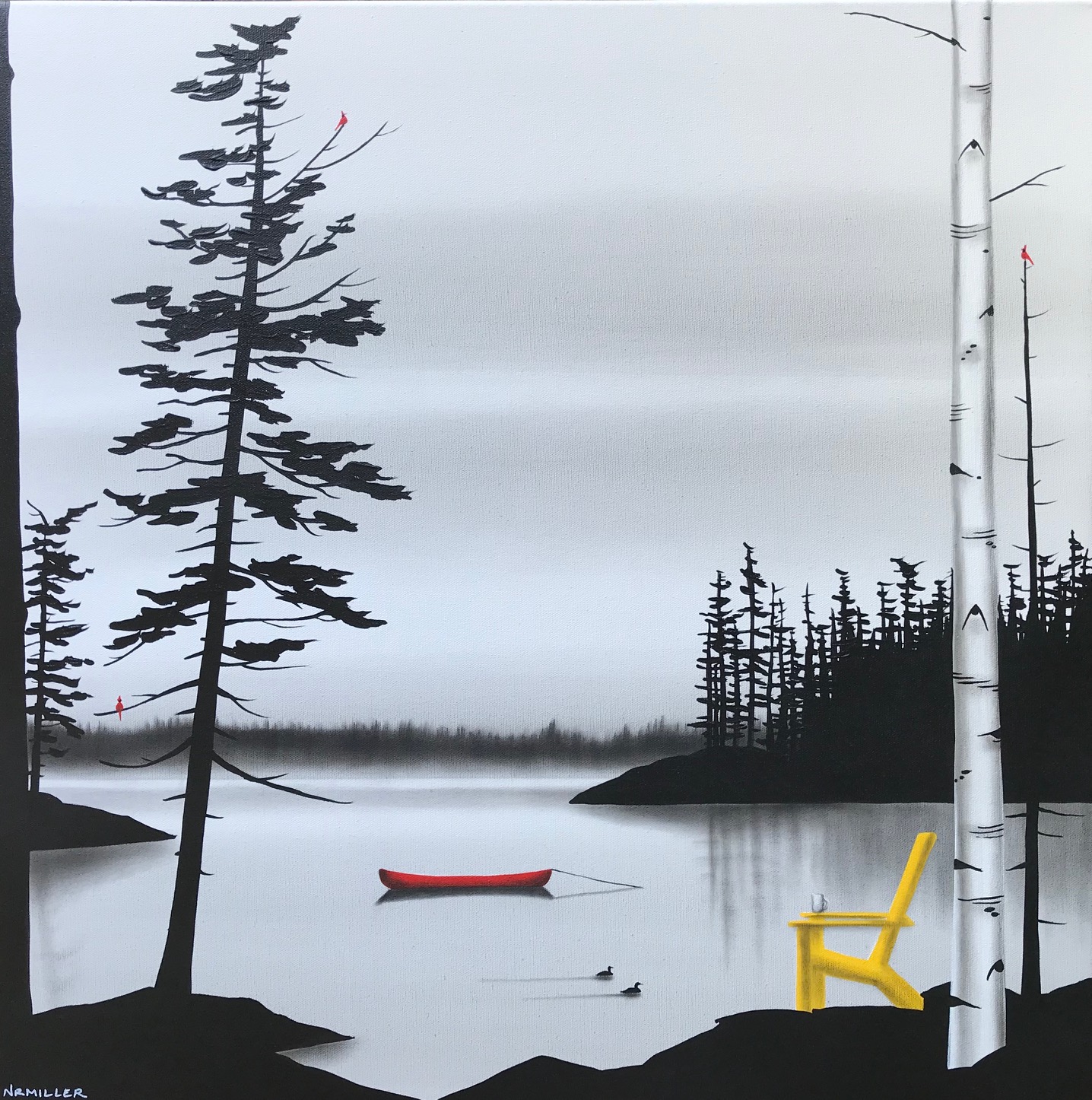 The Morning Ritual, mixed media landscape painting by Natasha Miller | Effusion Art Gallery + Glass Studio, Invermere BC