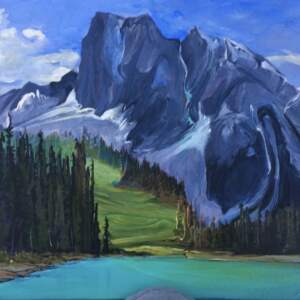 Emerald Lake Sunny Meadow, acrylic landscape painting by Heather Pant | Effusion Art Gallery + Glass Studio, Invermere BC
