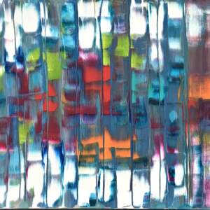 Happy Music, original abstract painting by Stephanie Rivet | Effusion Art Gallery + Cast Glass Studio, Invermere BC