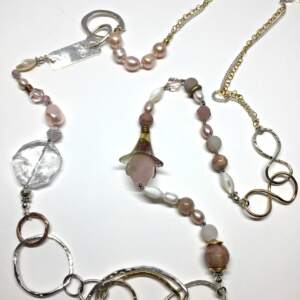 Victorian Rose Garden, one of a kind necklace by Karyn Chopik | Effusion Art Gallery + Cast Glass Studio, Invermere BC