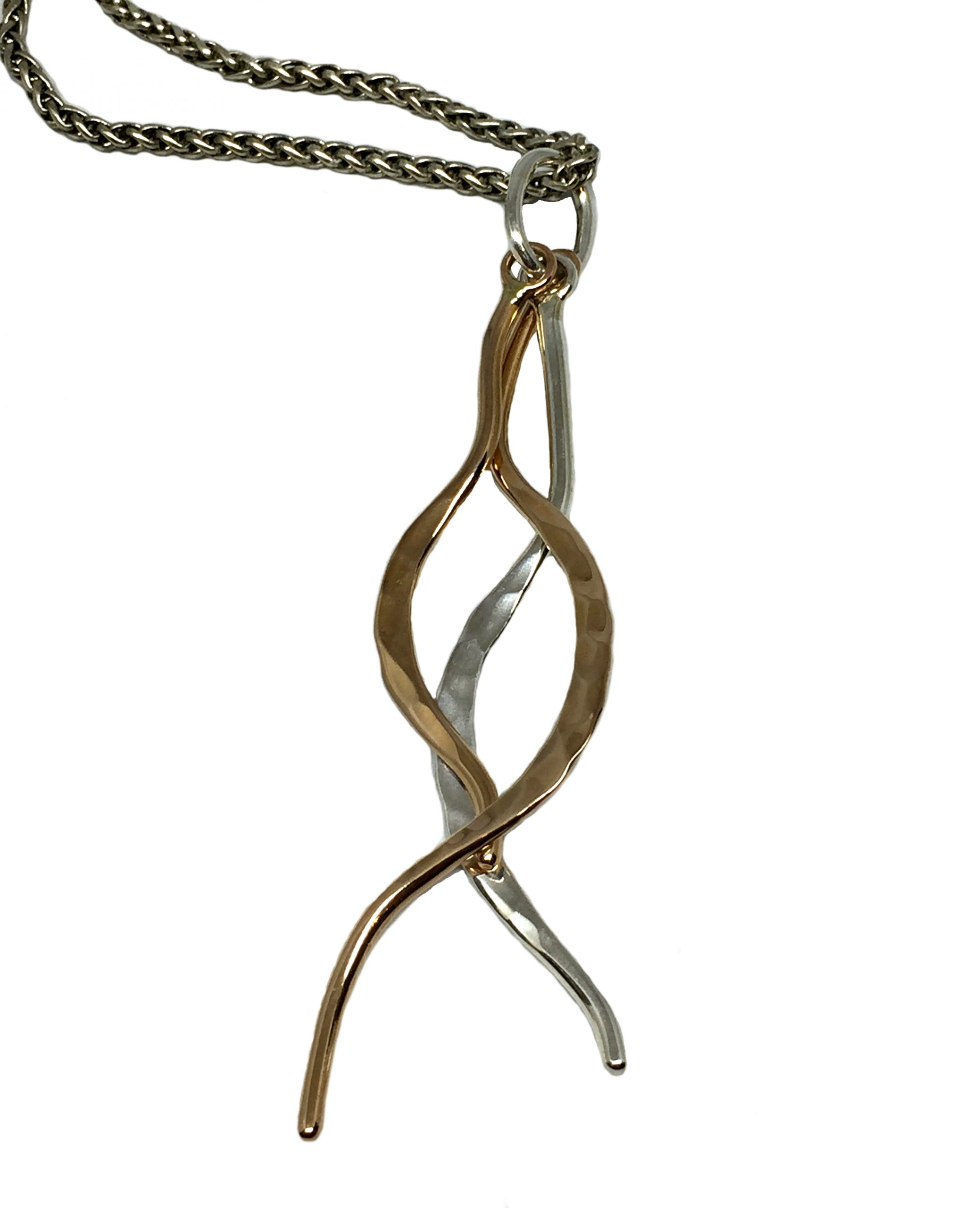 Sterling and bronze pendant by Karyn Chopik | Effusion Art gallery + Cast Glass Studio, Invermere BC