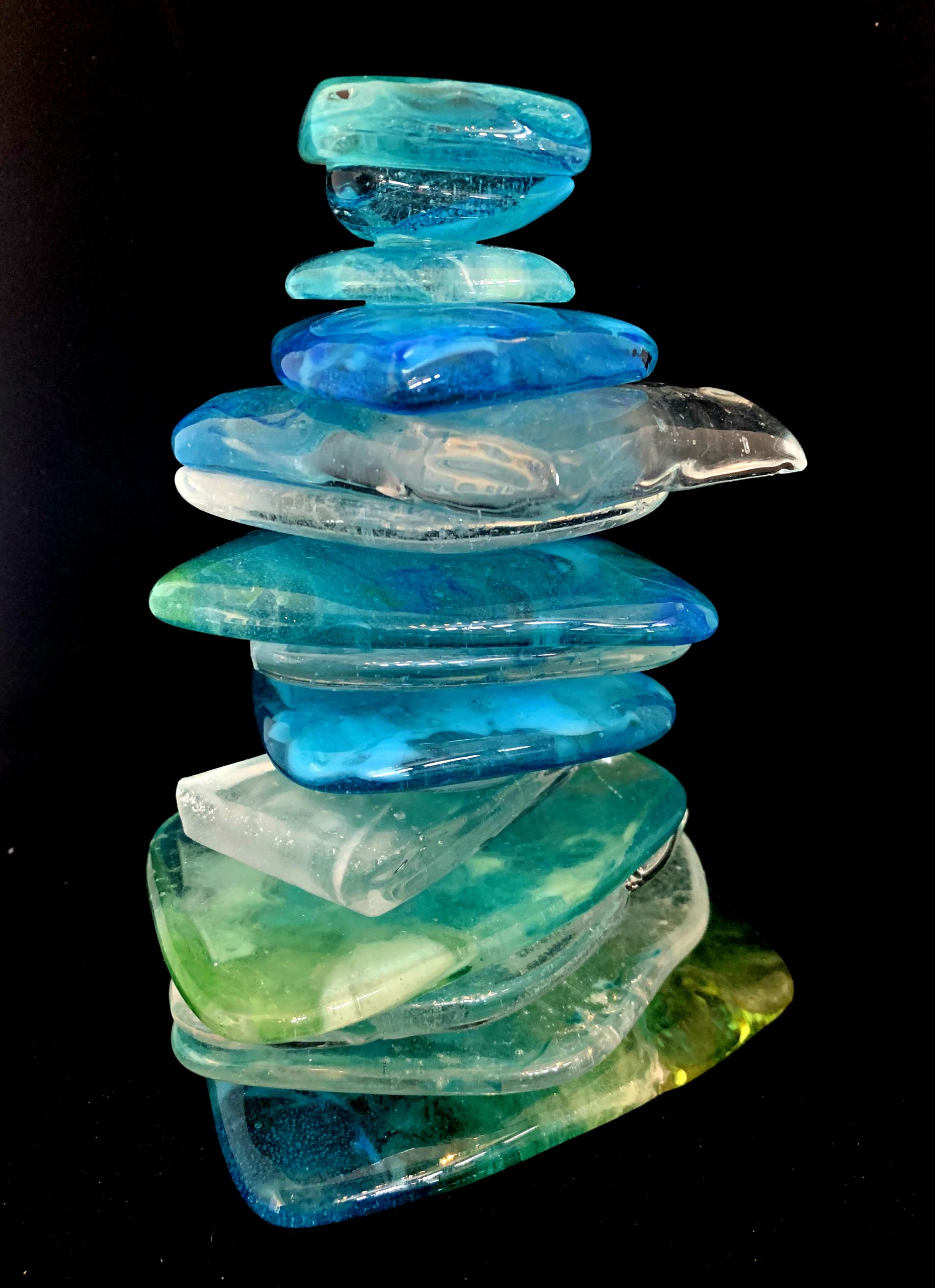 Cast glass Rocky Mountain Cairn sculpture #62 by Heather Cuell | Effusion Art Gallery + Cast Glass Studio, Invermere BC