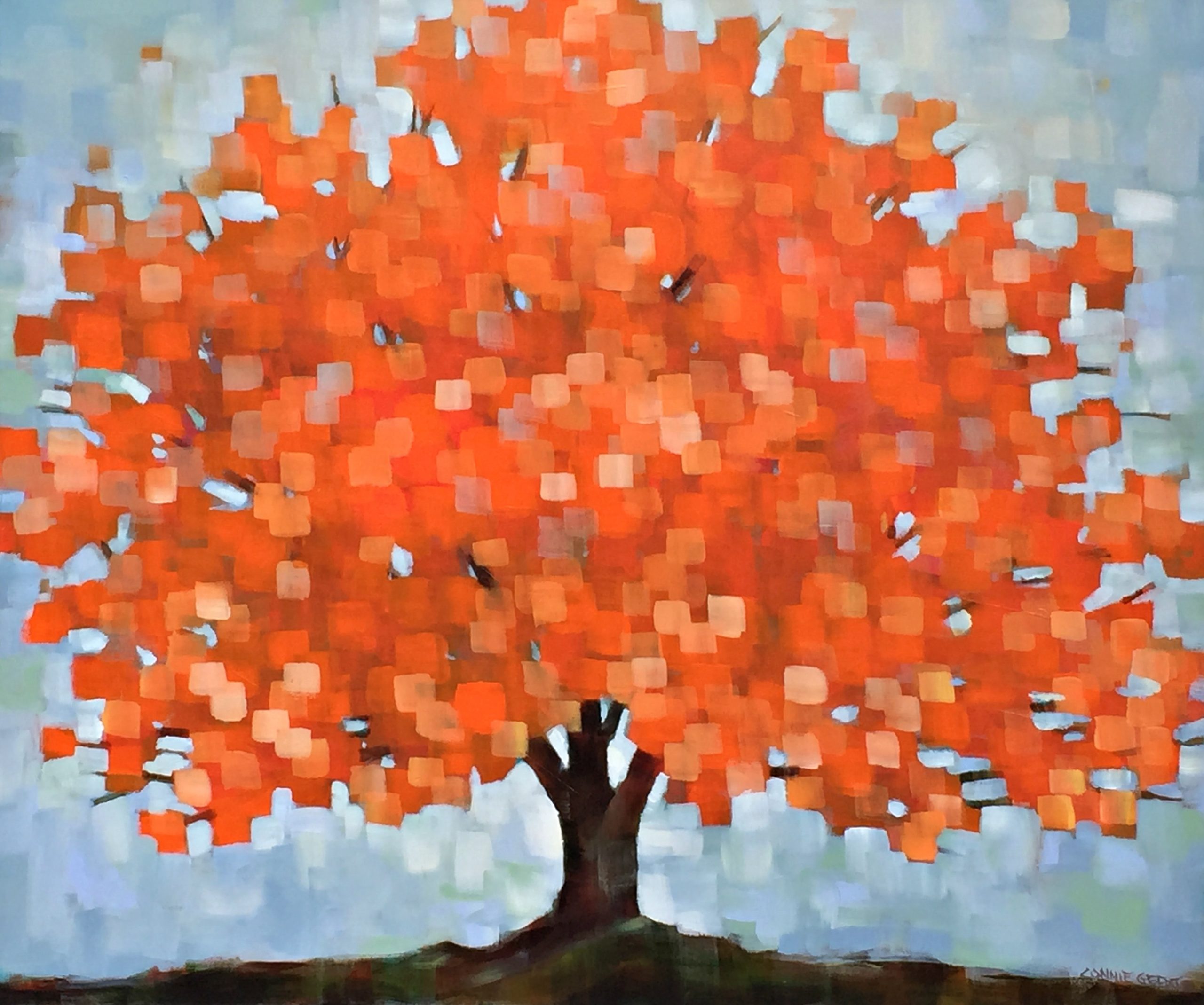 Beautiful Autumn, acrylic tree painting by Connie Geerts | Effusion Art Gallery + Glass Studio, Invermere BC