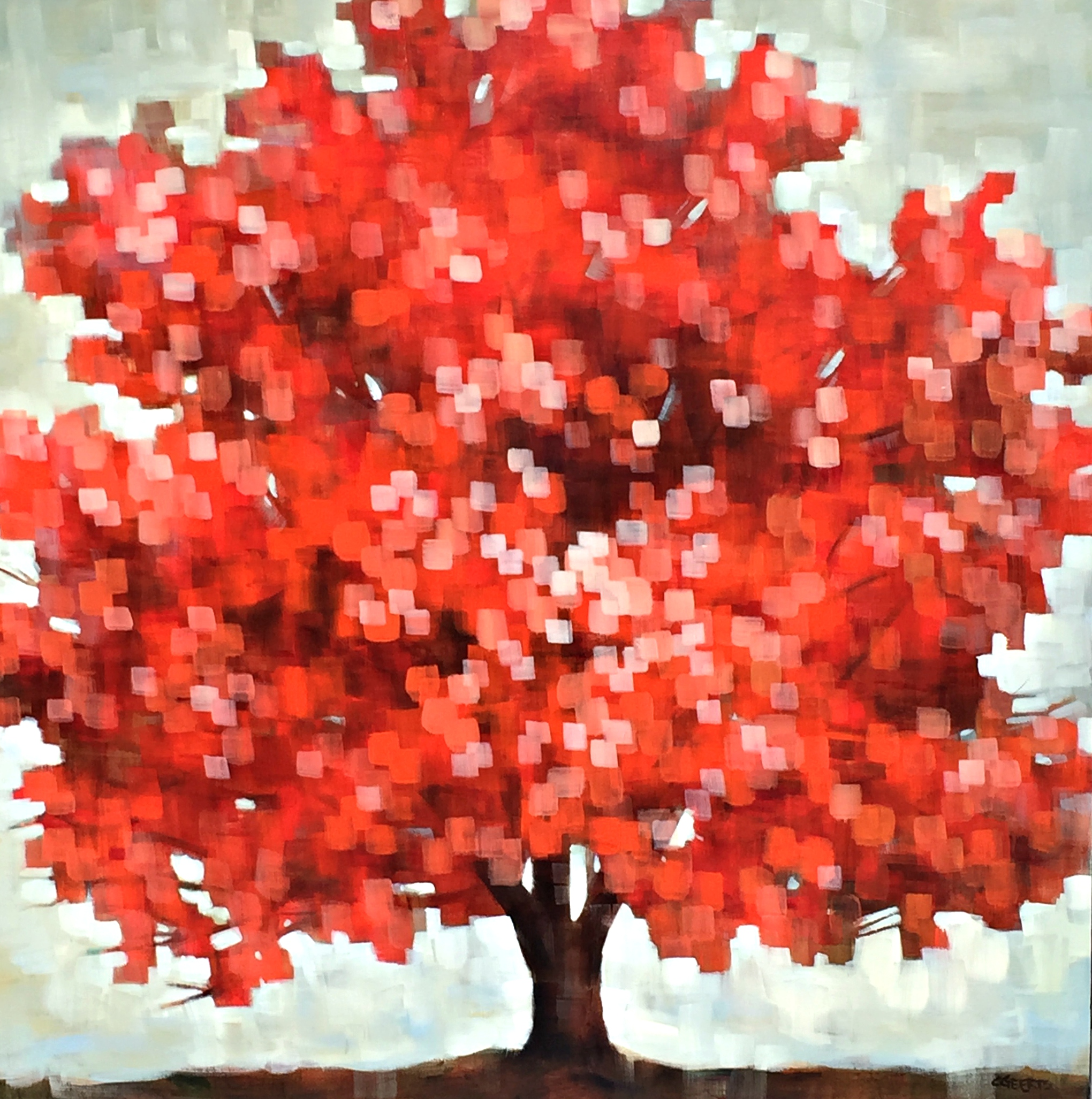 Vibration, acrylic tree painting by Connie Geerts | Effusion Art Gallery + Glass Studio, Invermere BC