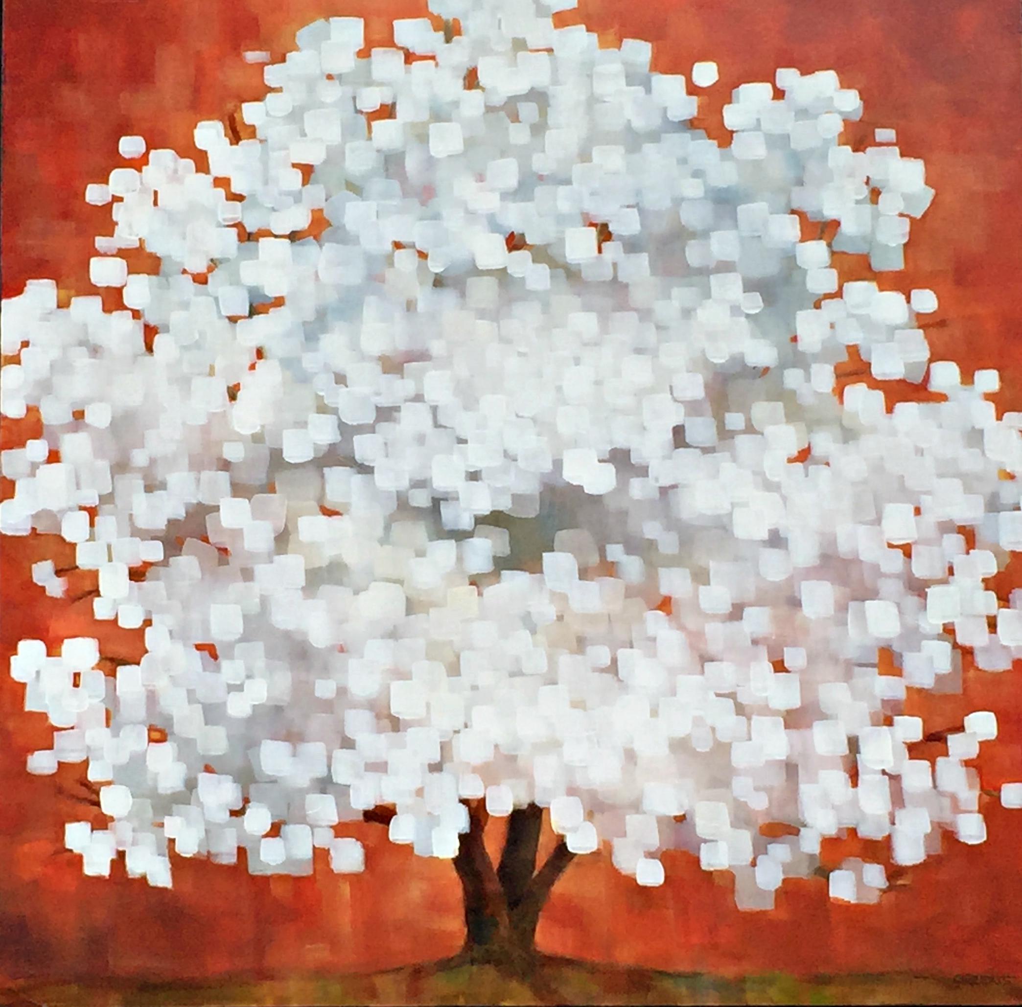 Warm Spring, acrylic tree painting by Connie Geerts | Effusion Art Gallery + Glass Studio, Invermere BC