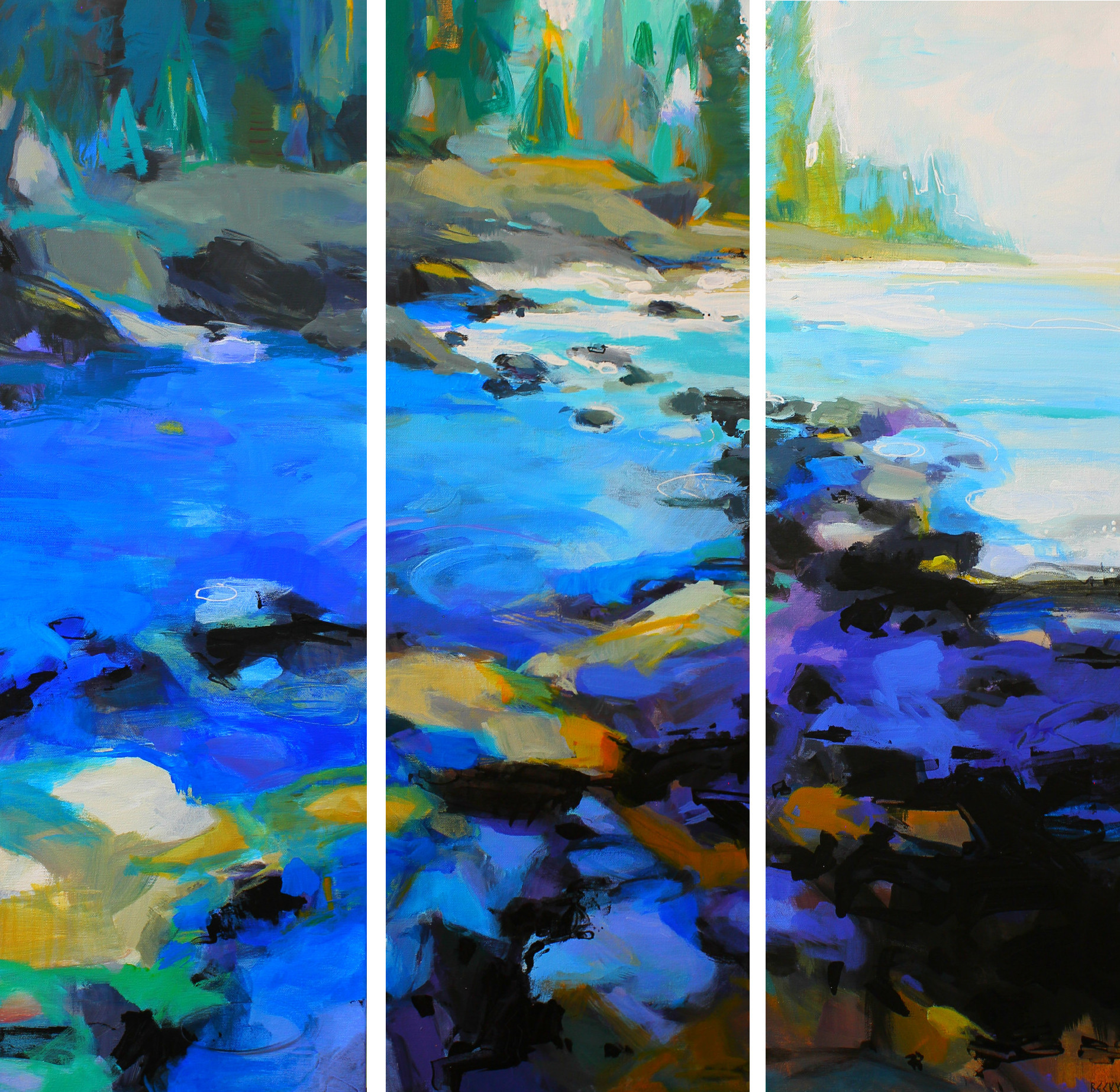 Ocean Blue, acrylic landscape painting by Becky Holuk | Effusion Art Gallery + Glass Studio, Invermere BC