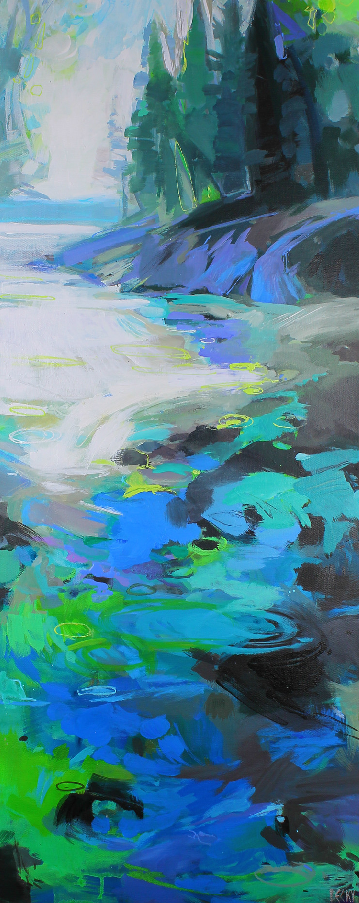 Peace and Quiet, acrylic landscape painting by Becky Holuk | Effusion Art Gallery + Glass Studio, Invermere BC