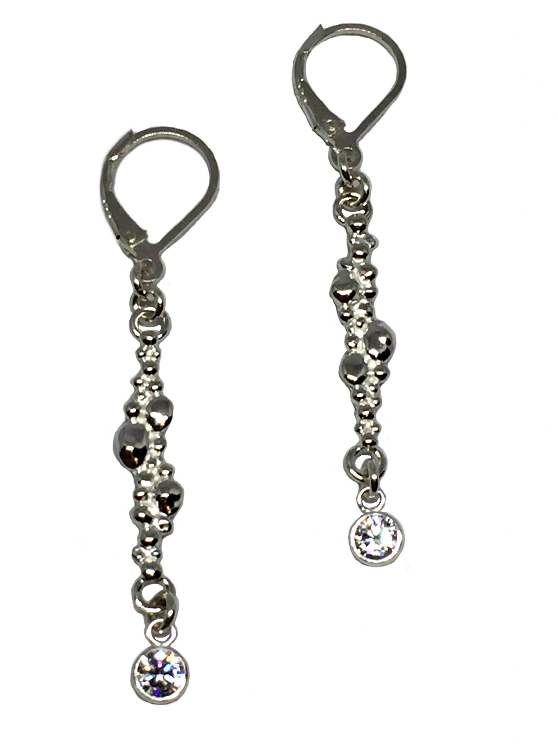 Sterling silver and CZ delicate linear drop earrings by Karyn Chopik | Effusion Art Gallery + Glass Studio, Invermere BC