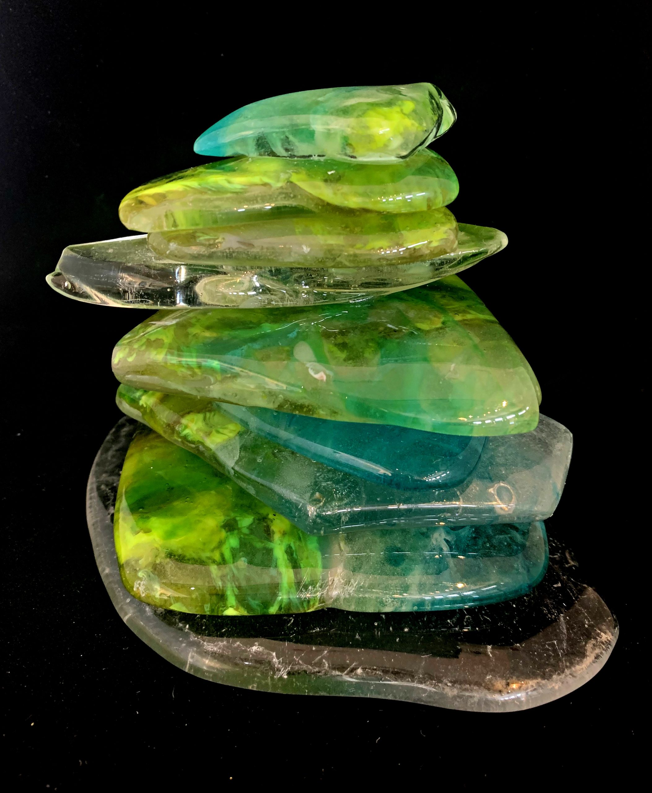 Rocky Mountain Cairn 63, cast glass sculpture by Heather Cuell | Effusion Art Gallery + Cast Glass Studio, Invermere BC