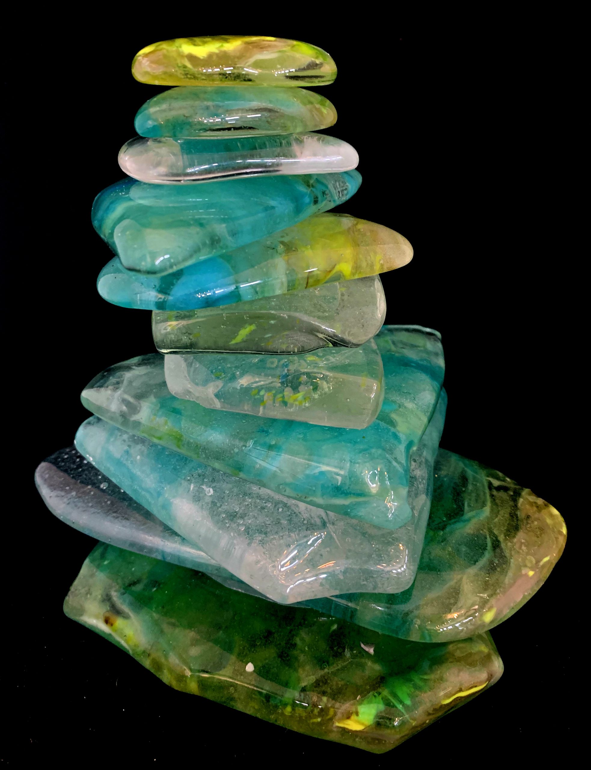 Rocky Mountain Cairn 64, cast glass sculpture by Heather Cuell | Effusion Art Gallery + Cast Glass Studio, Invermere BC
